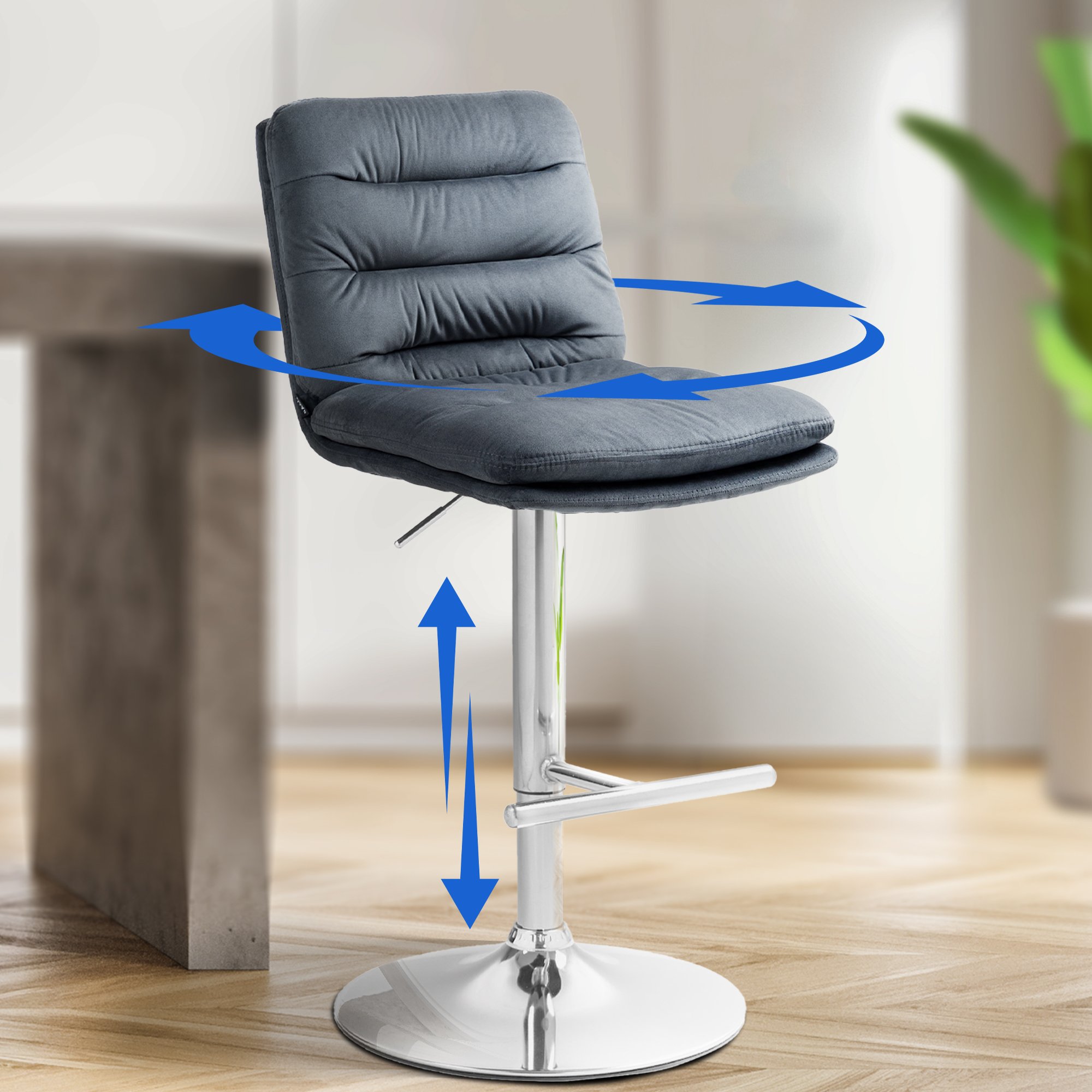 Lot de 2 tabourets de bar Damar velours