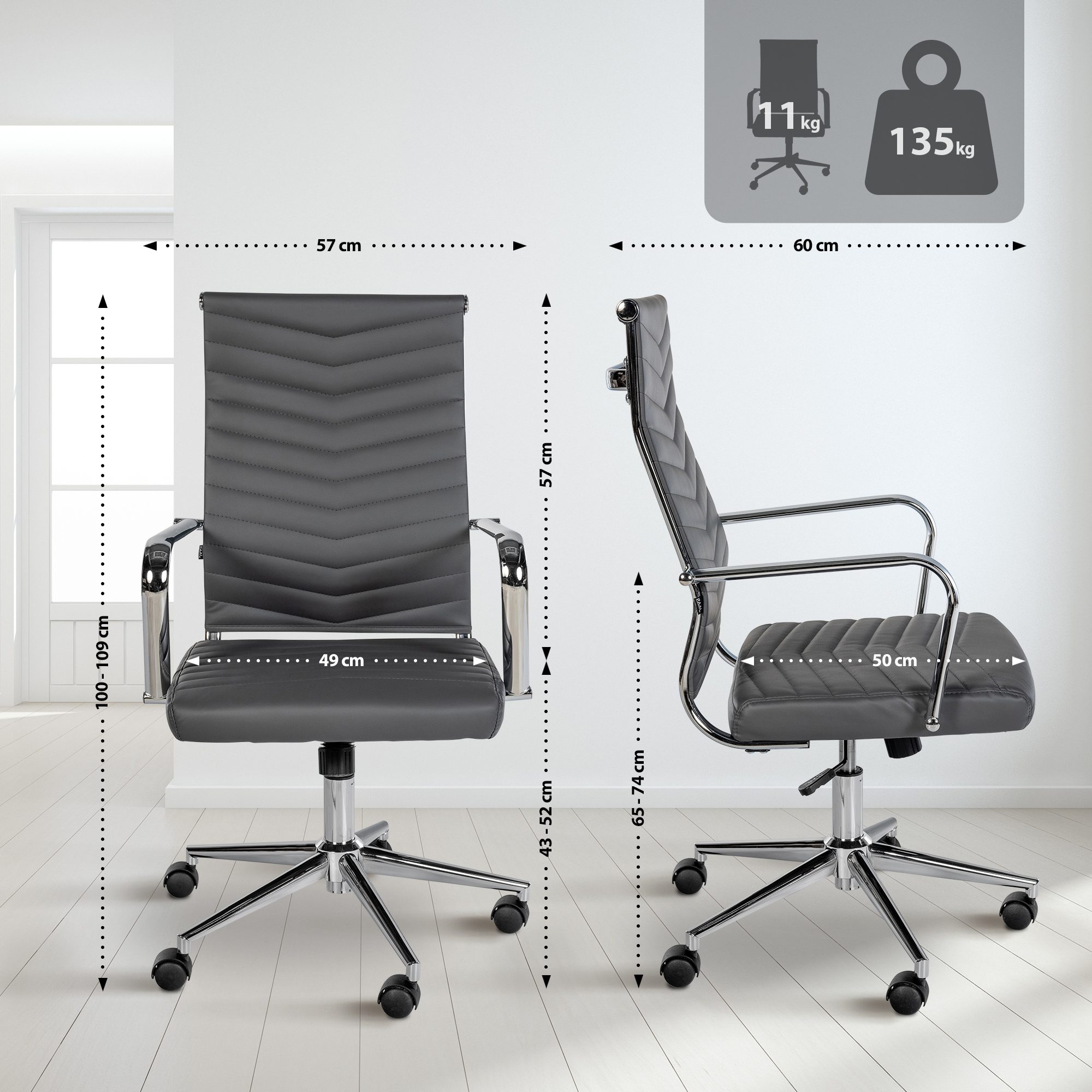 Chaise de bureau Canby similicuir