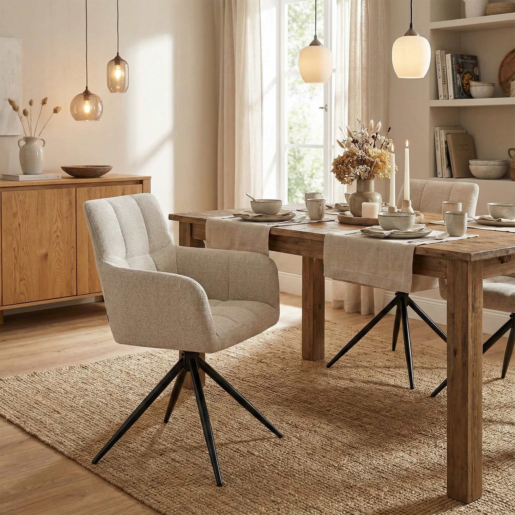Lot de 2 chaises de salle à manger Jonah en tissu