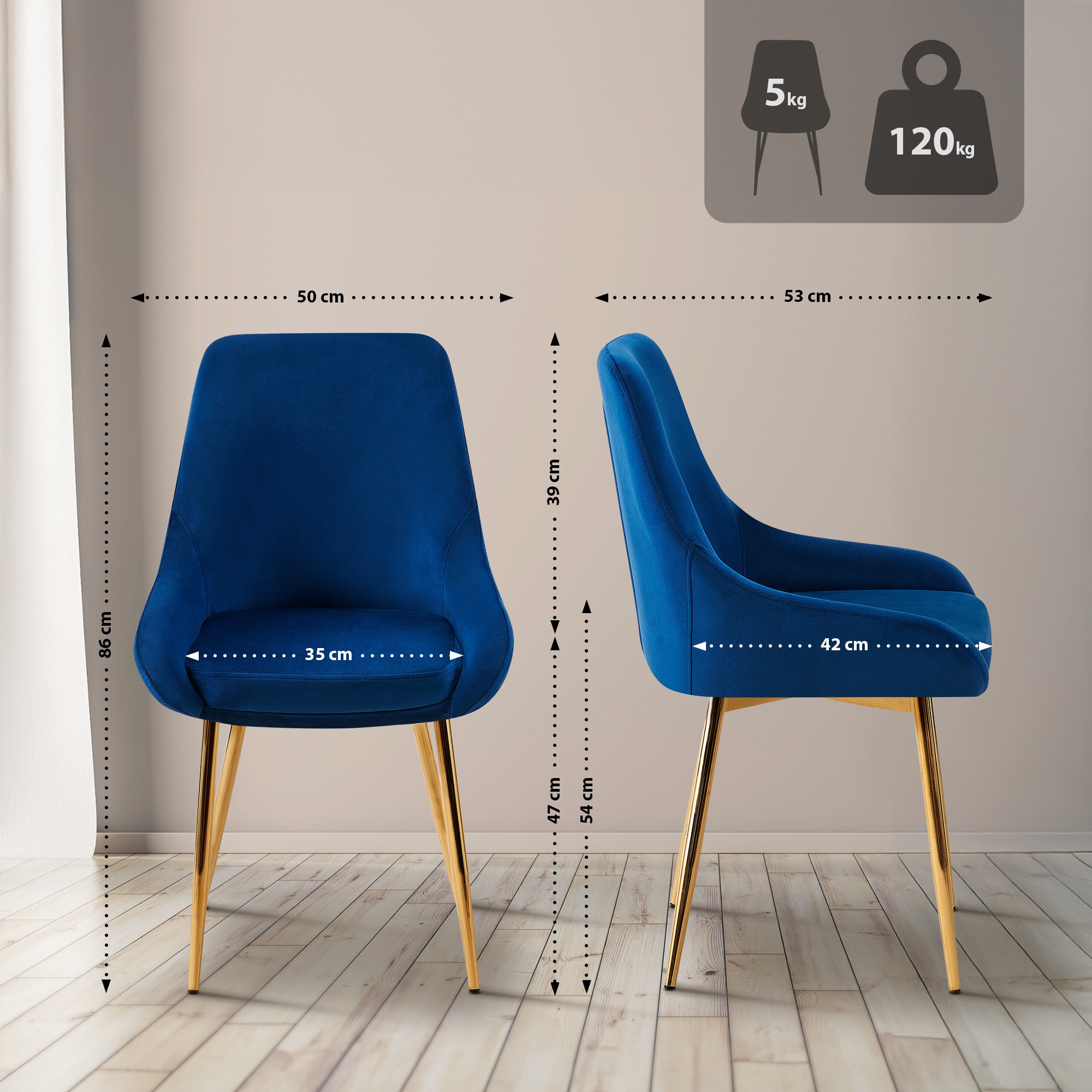 Lot de 2 chaises de salle à manger Elmira