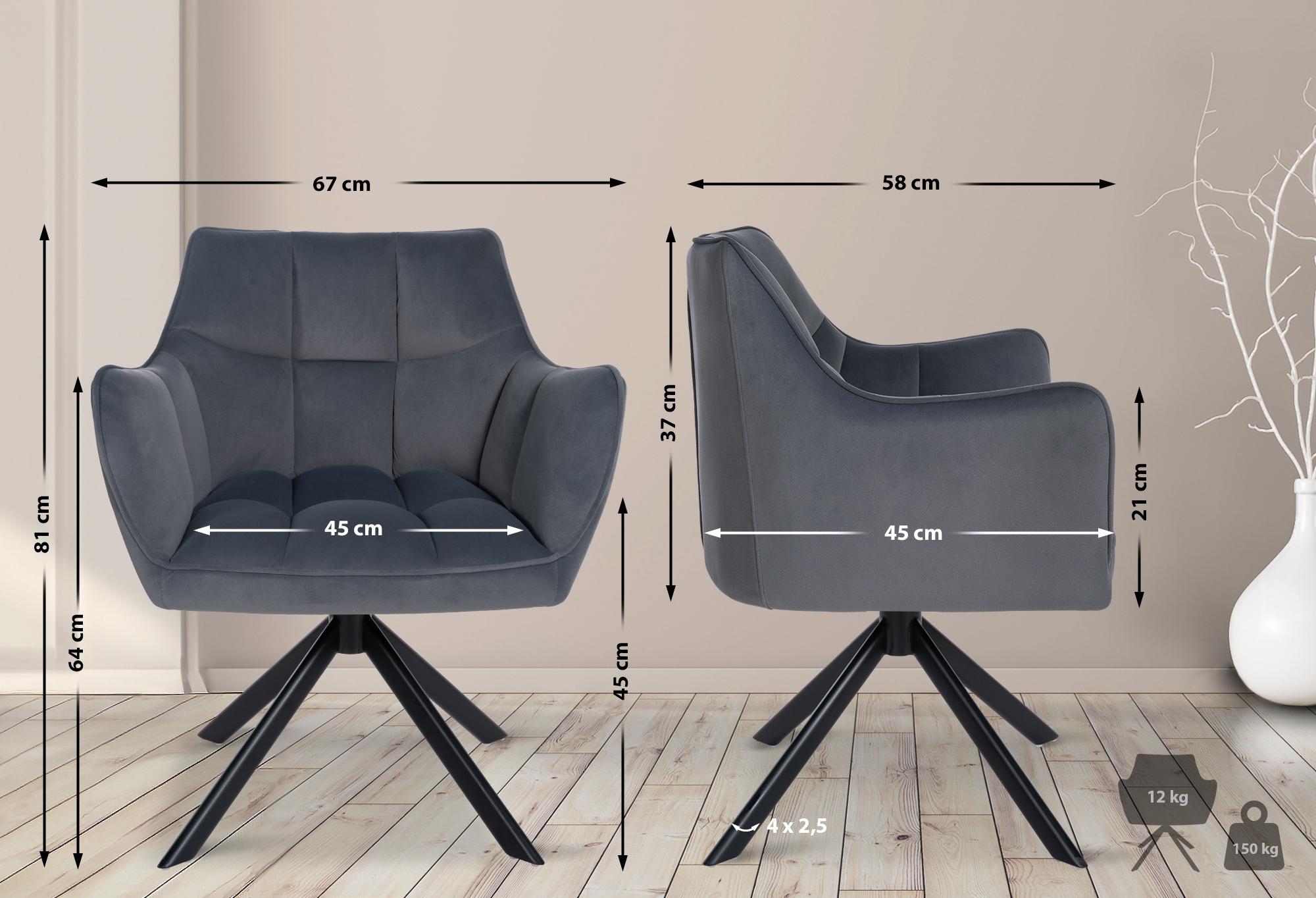 Chaise de salle à manger Swing revêtement velours