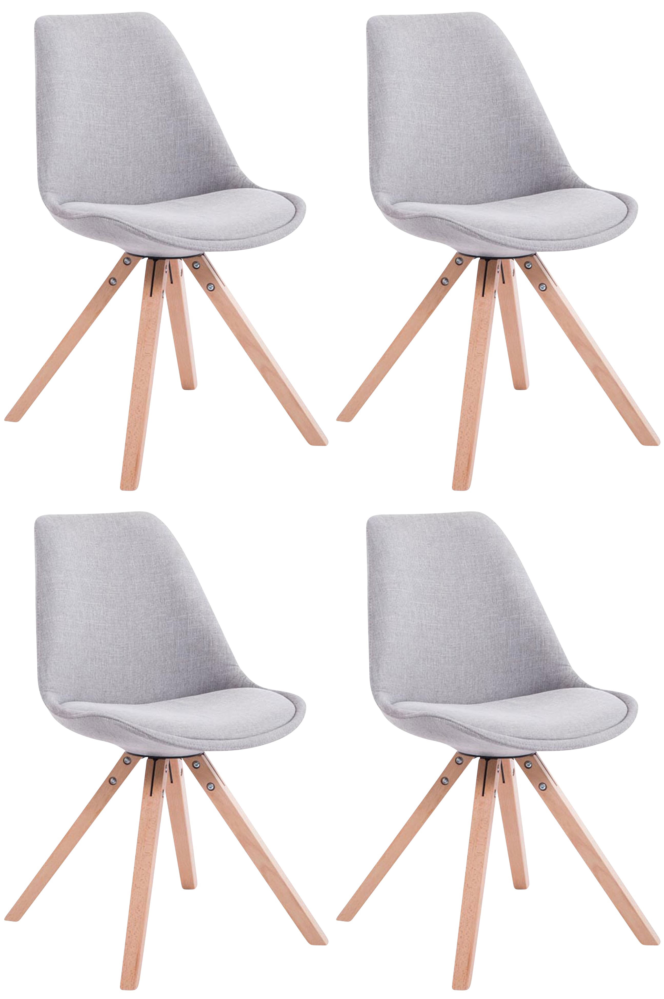 Lot de 4 Chaises de salle à manger Toulouse Tissu Pieds carrés bois