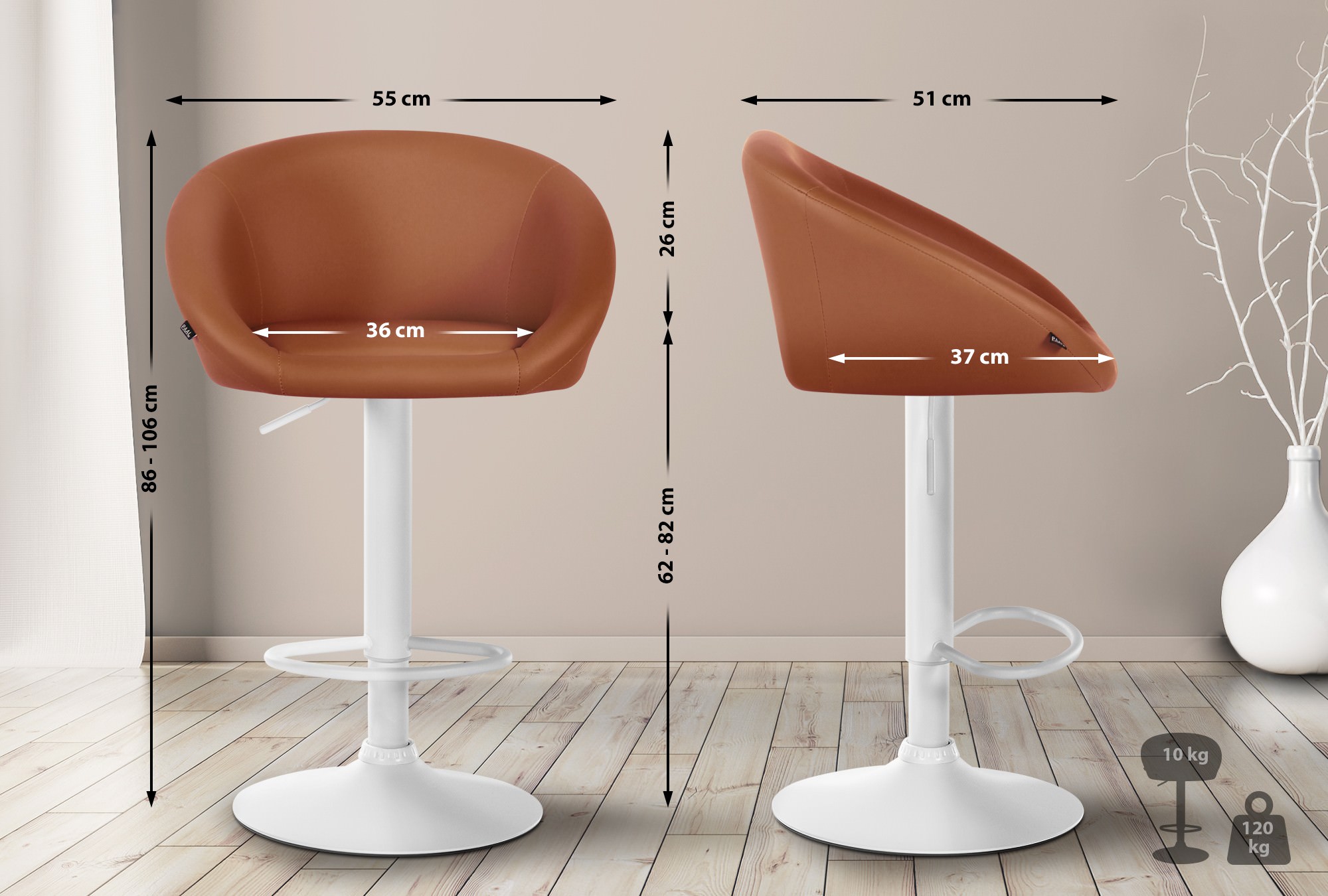 Tabouret de bar Davie similicuir