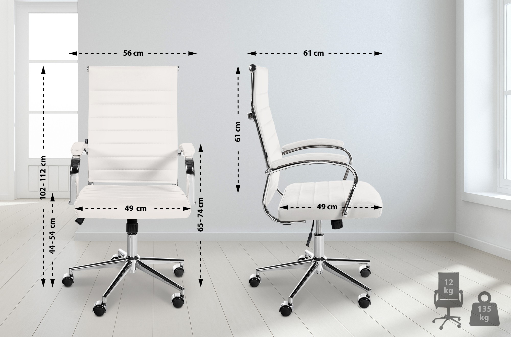 Chaise de bureau Mollis cuir véritable