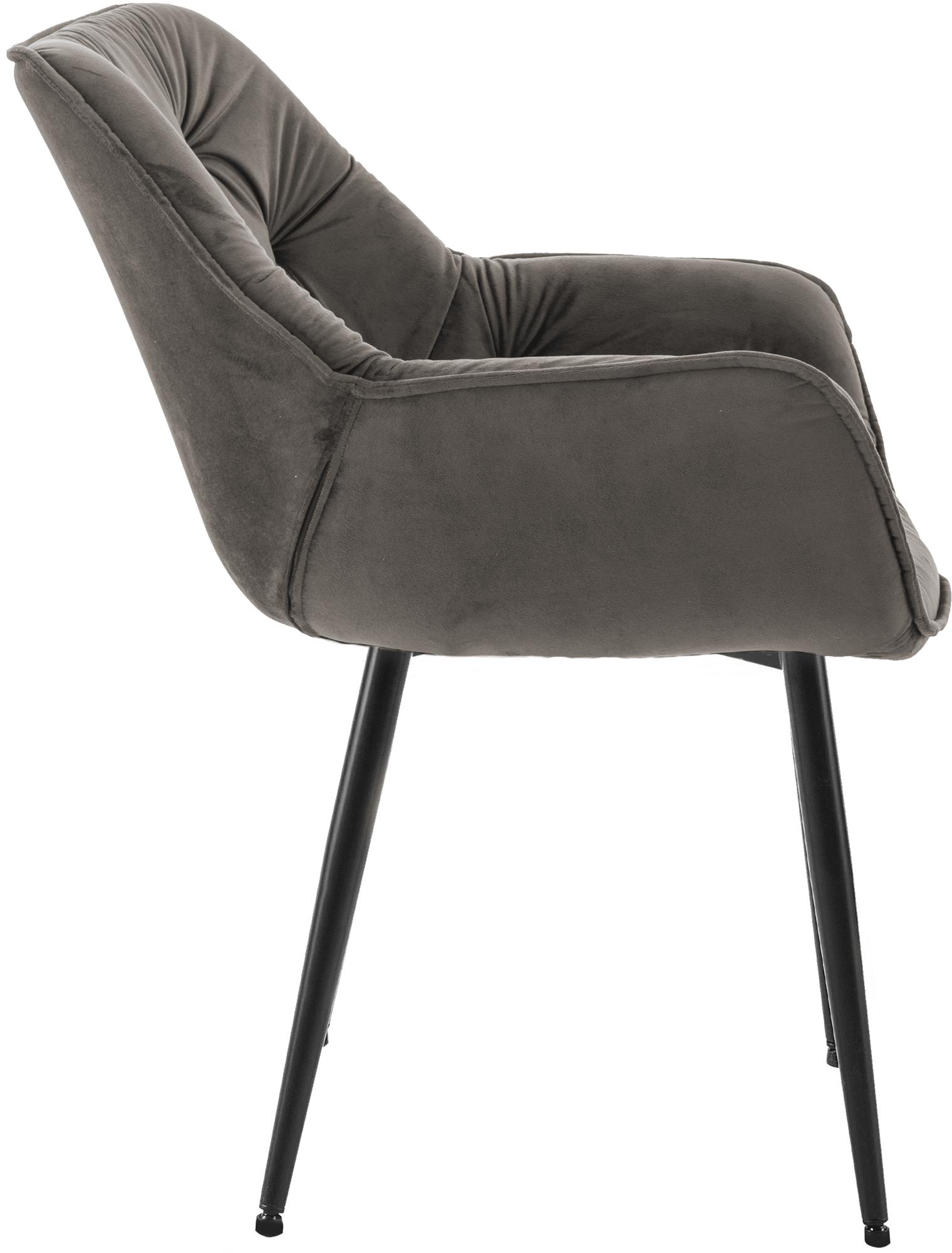 Chaise de salle à manger Tanna en Velours avec Piètement en Métal noir