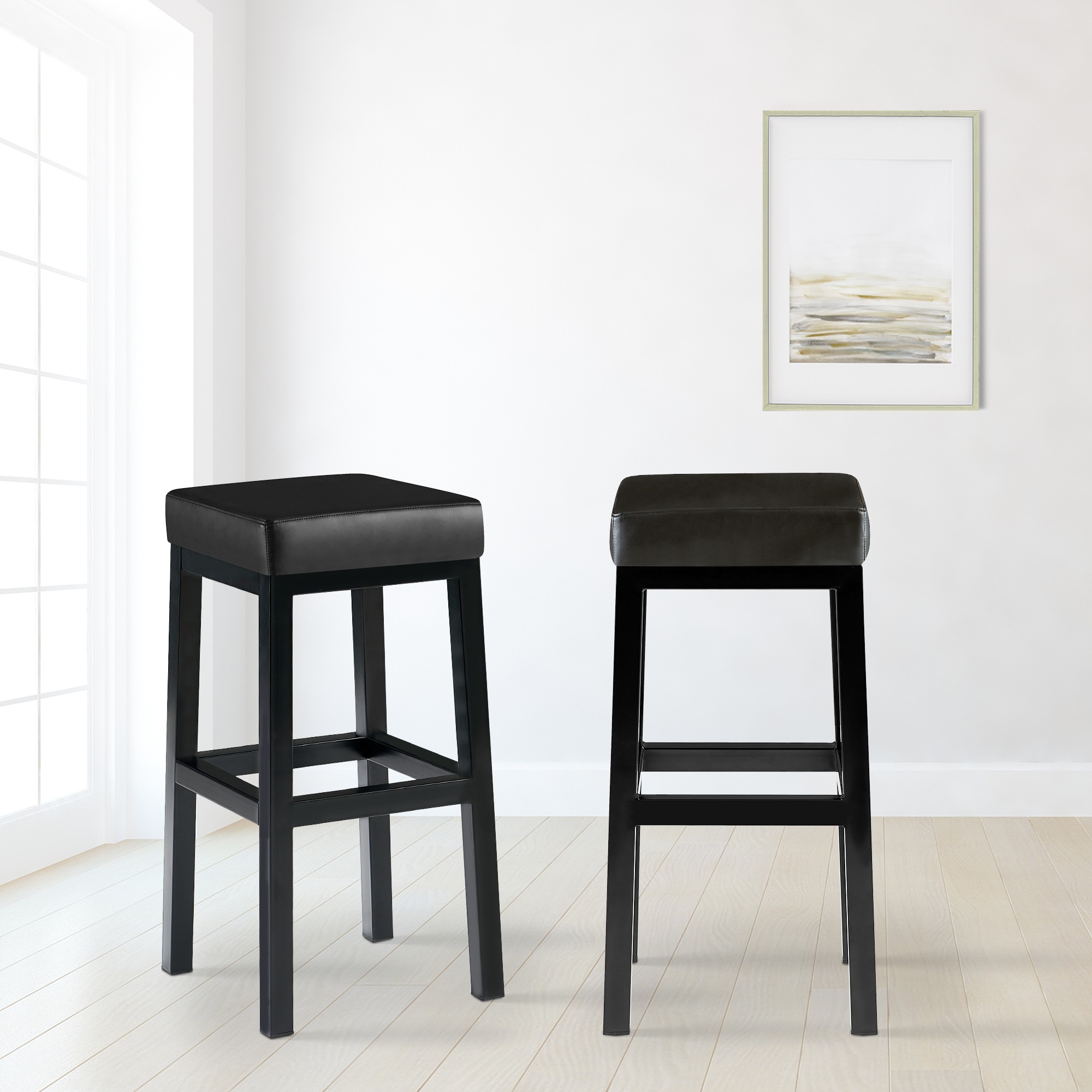 Tabouret de bar Taylor revêtement similicuir hauteur d'assise 78 cm piètement métal noir