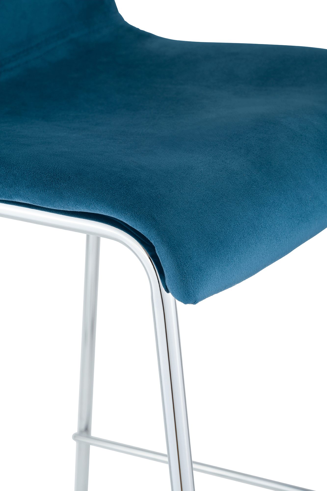 Tabouret de bar Hover velours structure à quatre pieds chromée