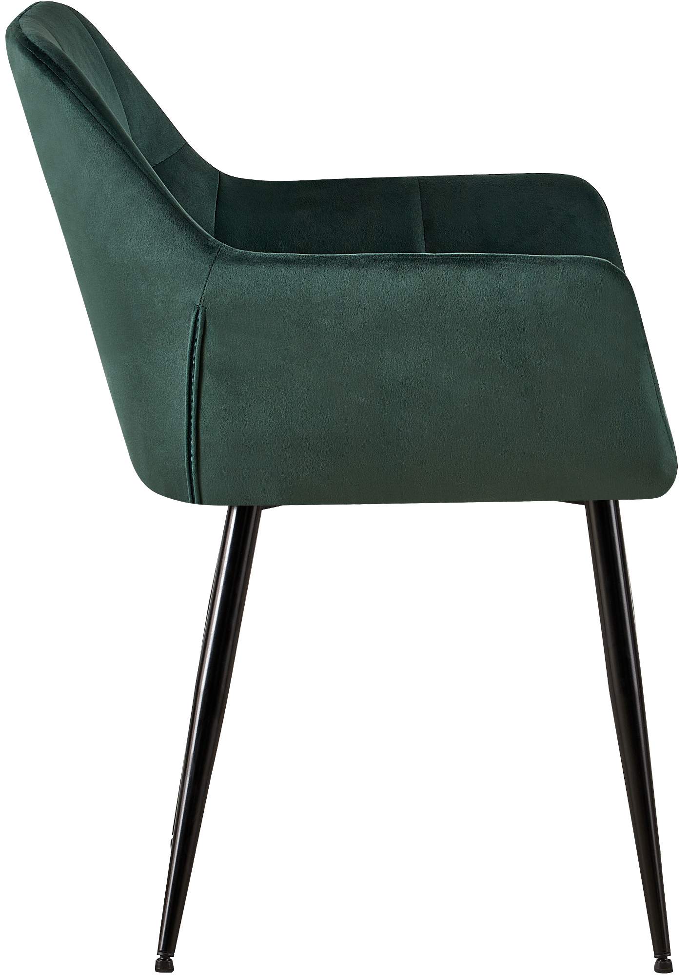 Lot de 4 Chaises de salle à manger Emia en Velours avec Piètement en Métal noir