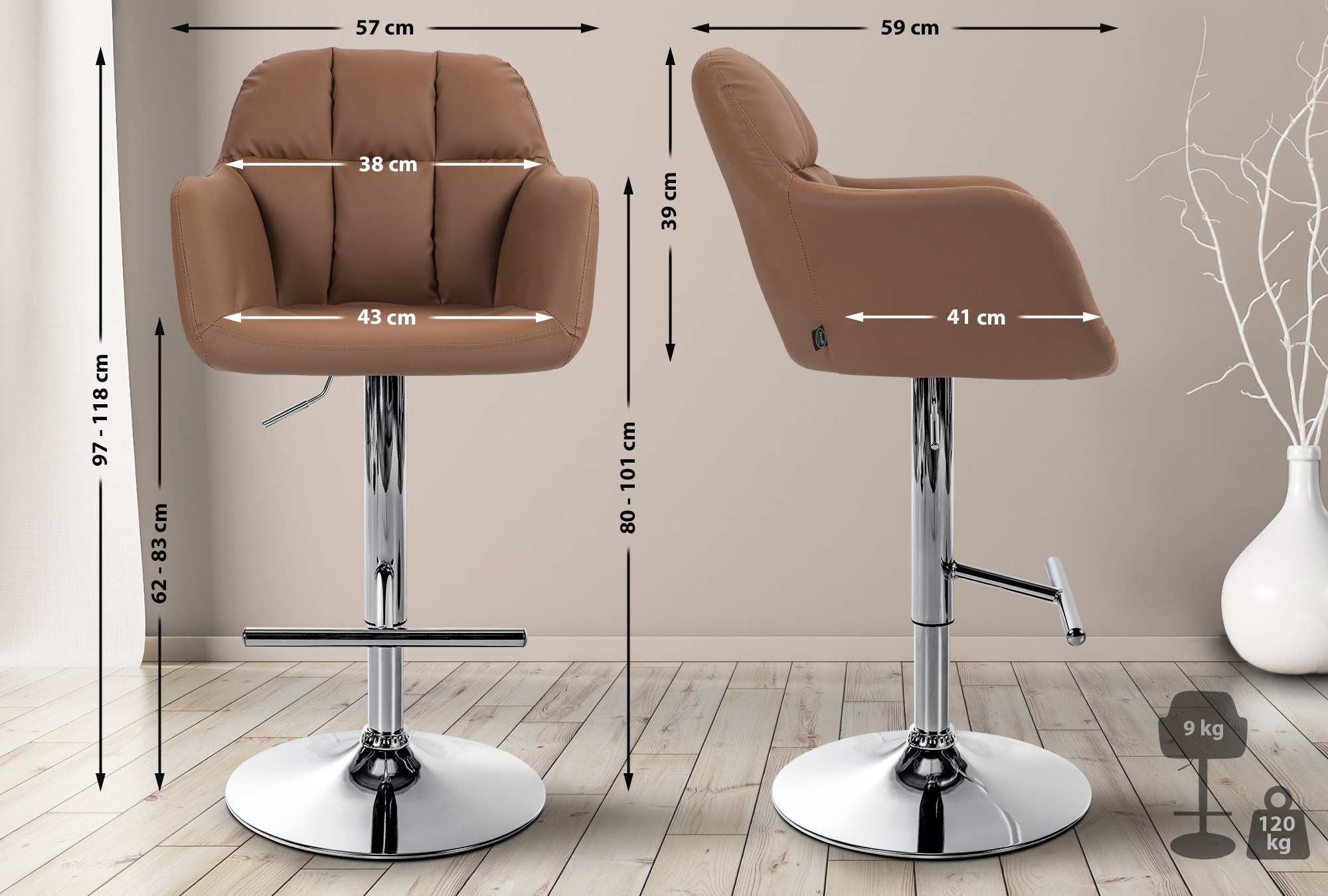 Tabouret de bar Natoma similicuir