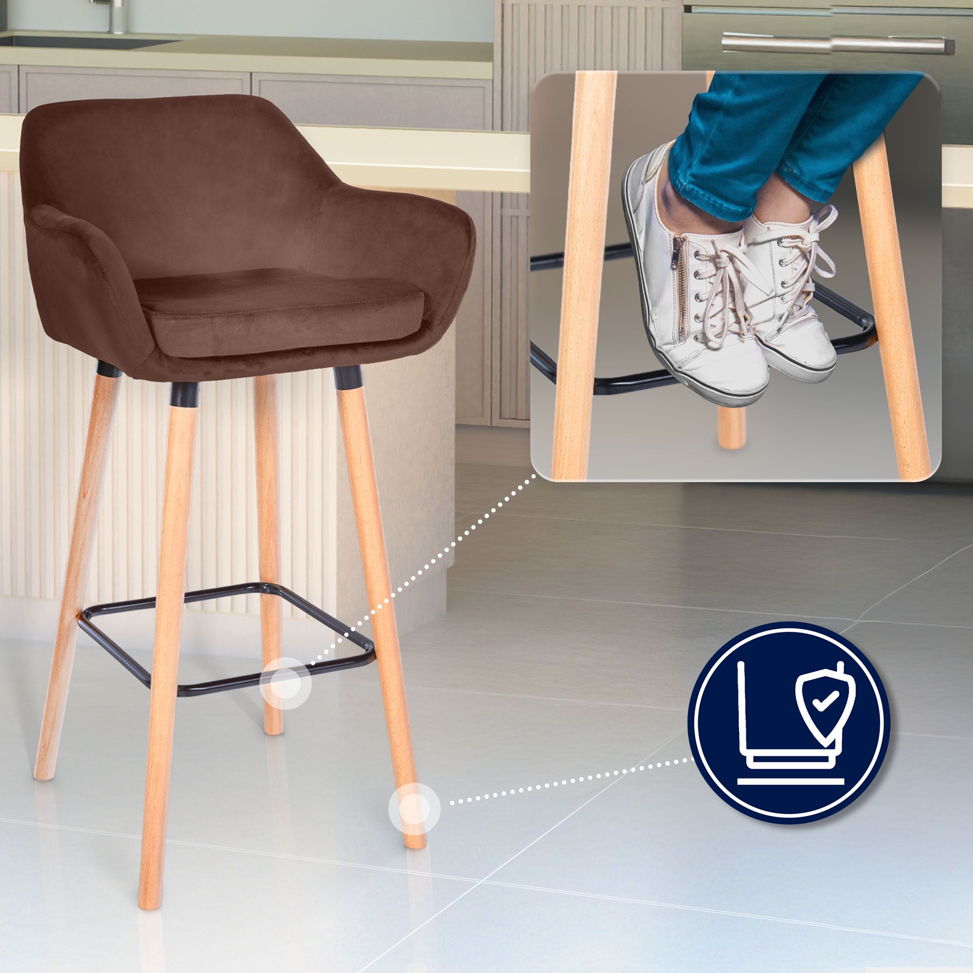 Tabouret de Bar Grant Velours