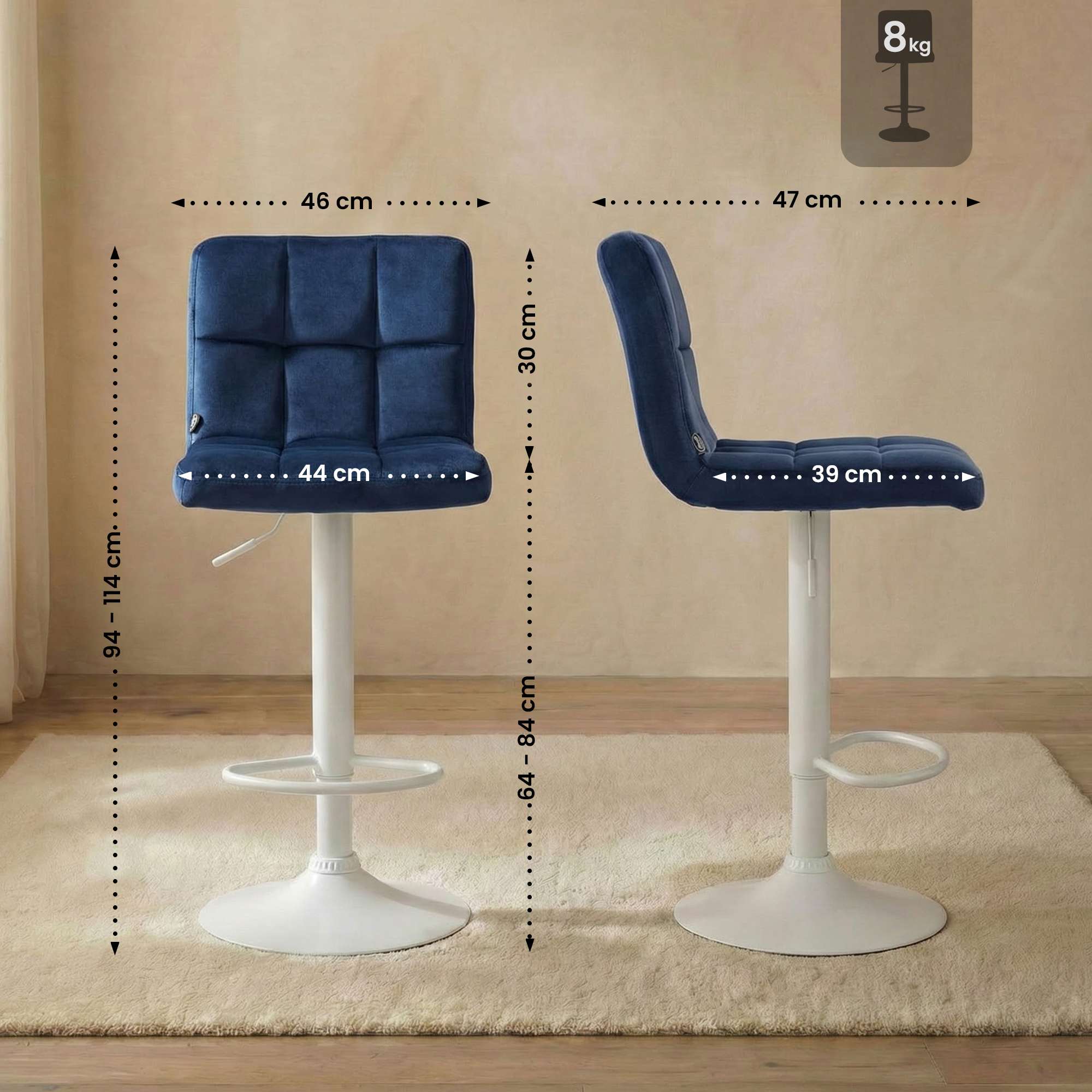 Tabouret de Bar Peru Velours