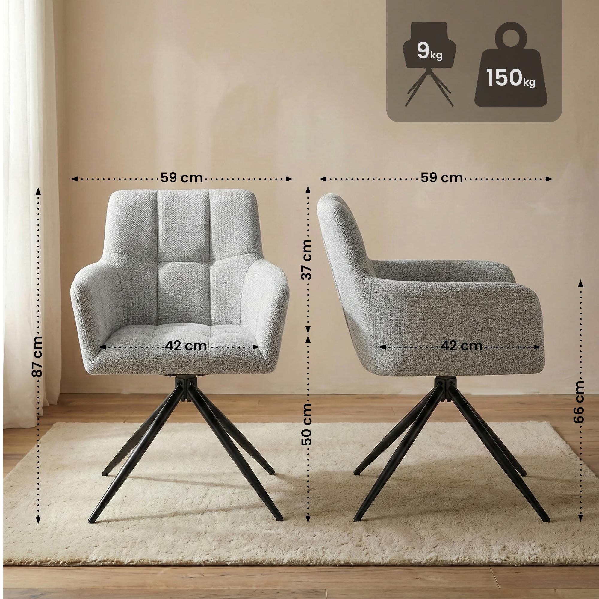 Lot de 2 chaises de salle à manger Jonah en tissu