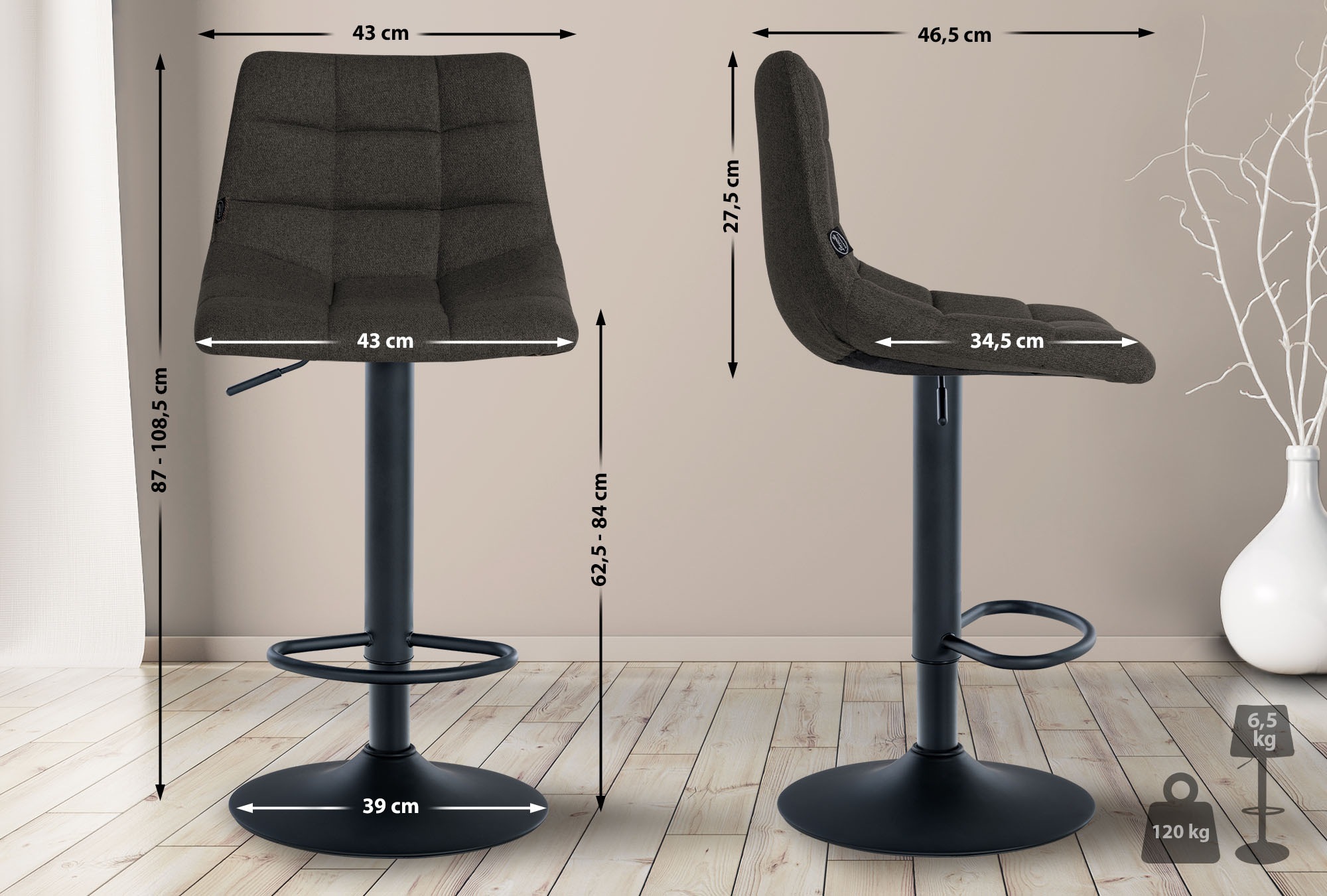 Tabouret de bar Jerry Tissu