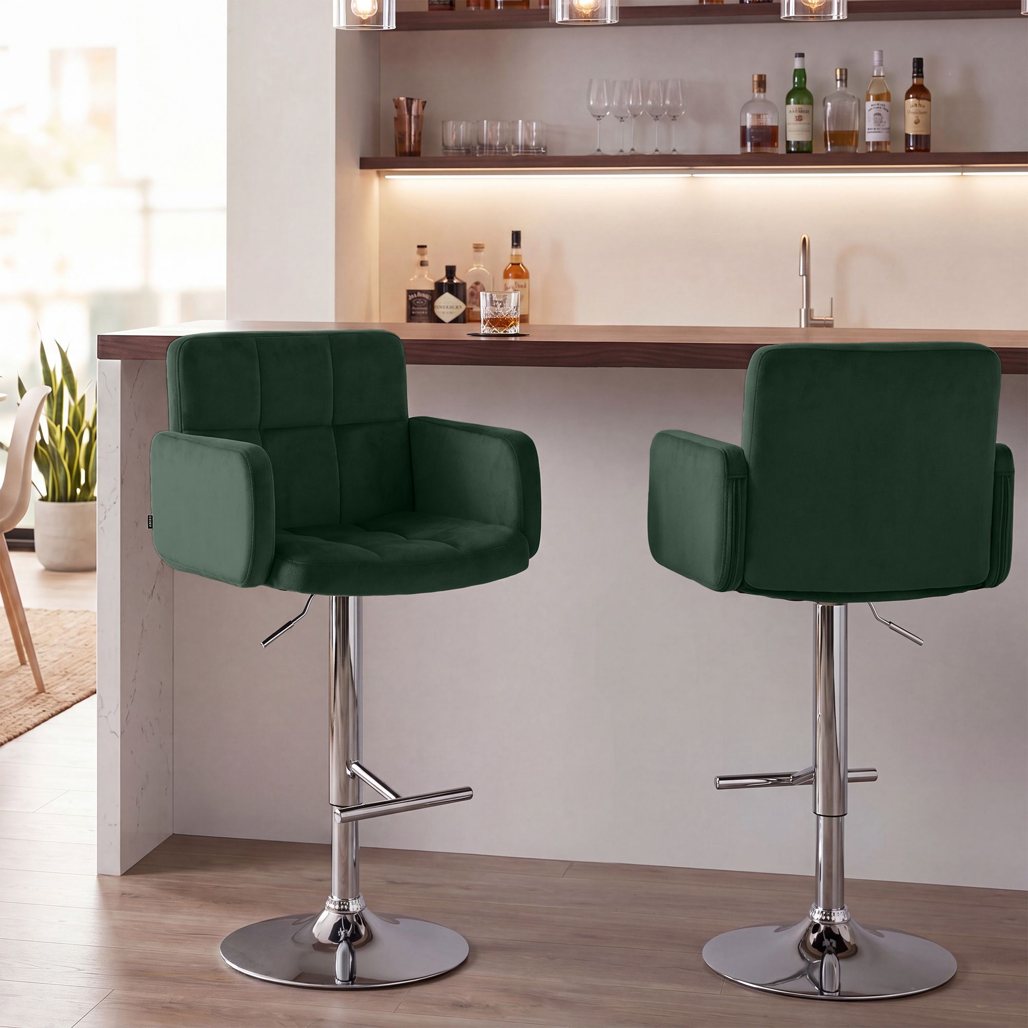Lot de 2 tabourets de bar Los Angeles velours