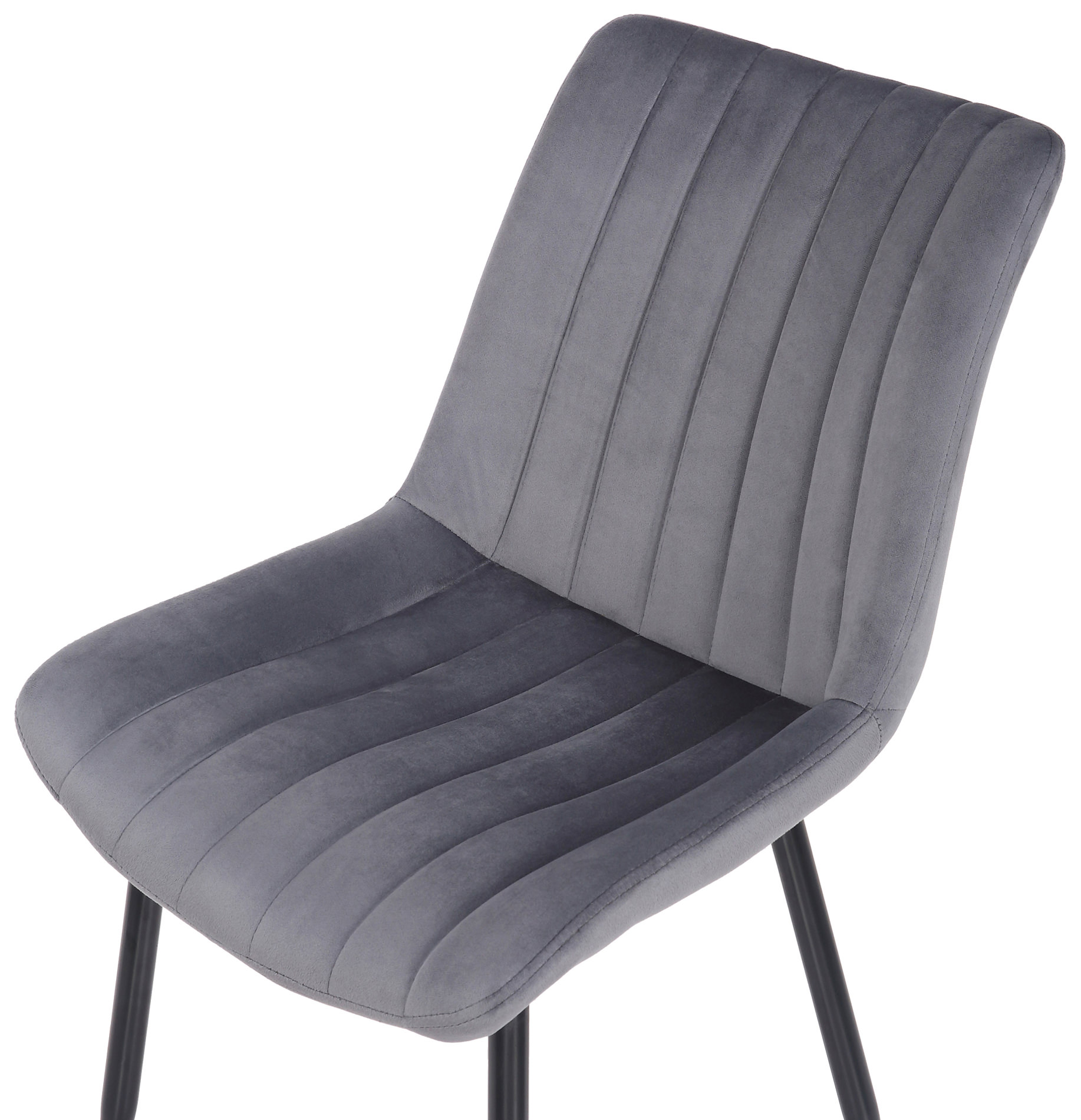 Chaise de salle à manger Rahden en Velours avec Piètement en métal noir