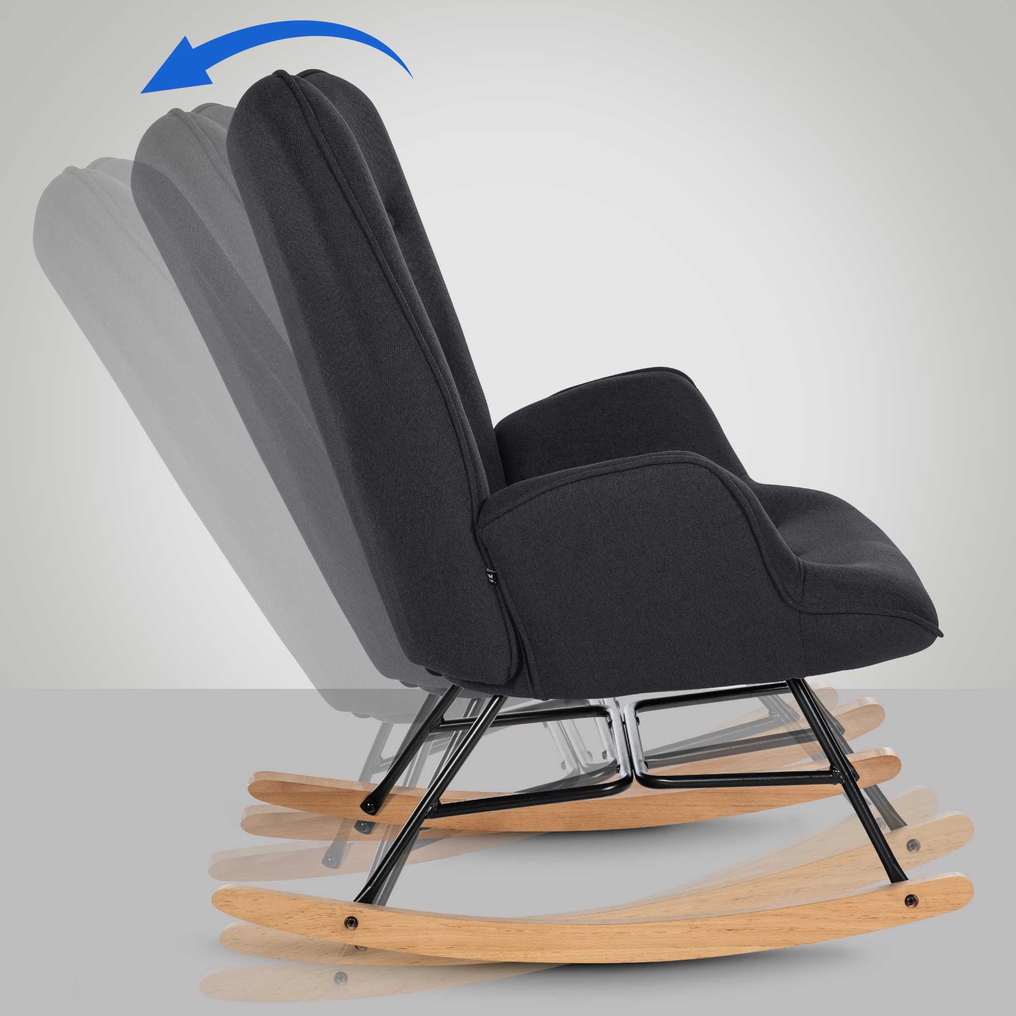 Fauteuil à bascule Sanka en tissu