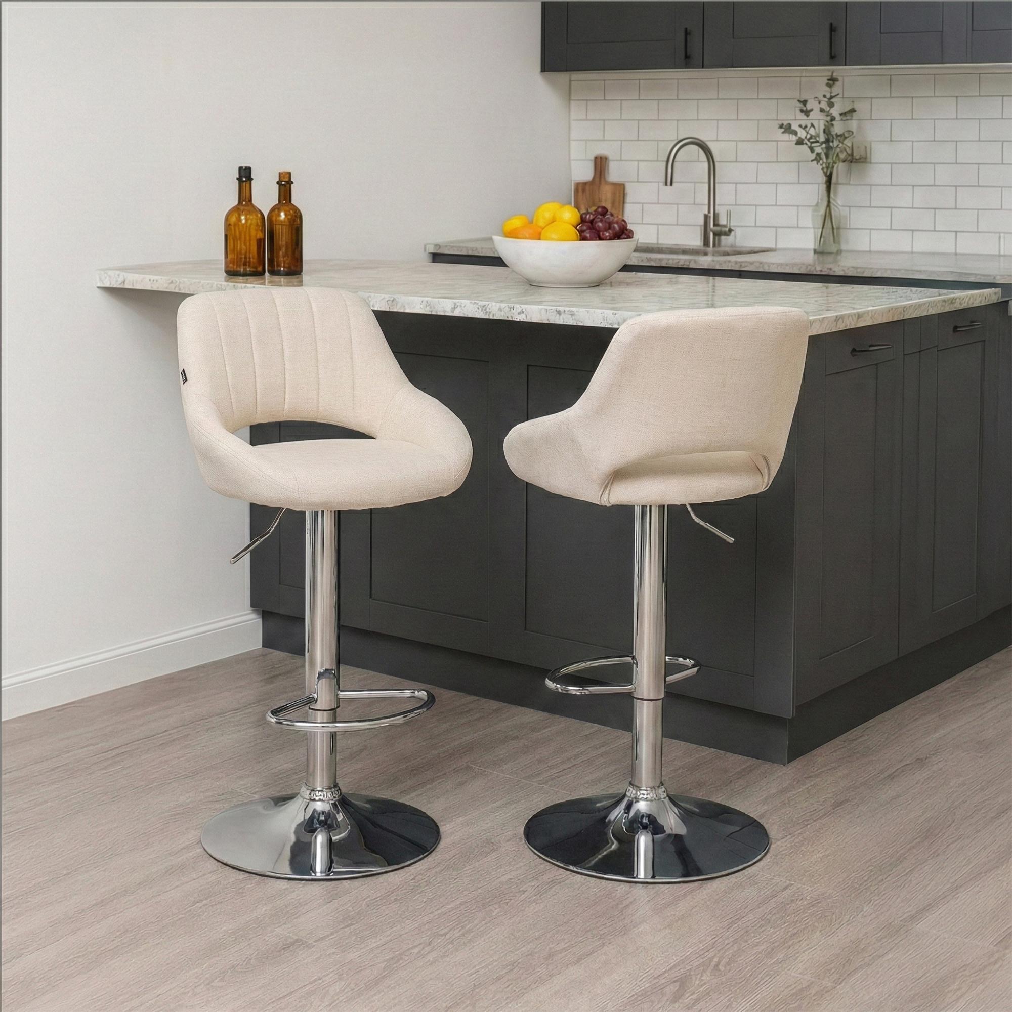 Lot de 2 tabourets de bar Milet en tissu