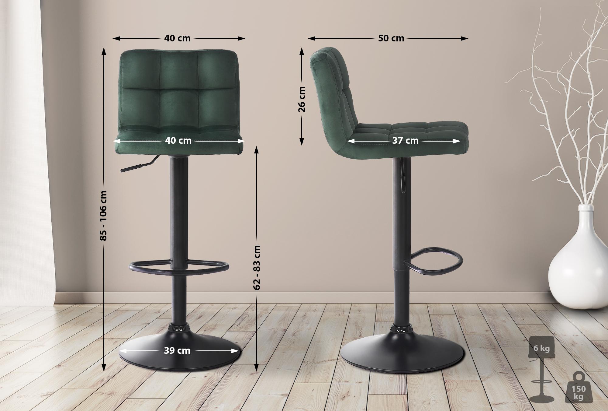Lot de 4 tabourets de bar Feni velours