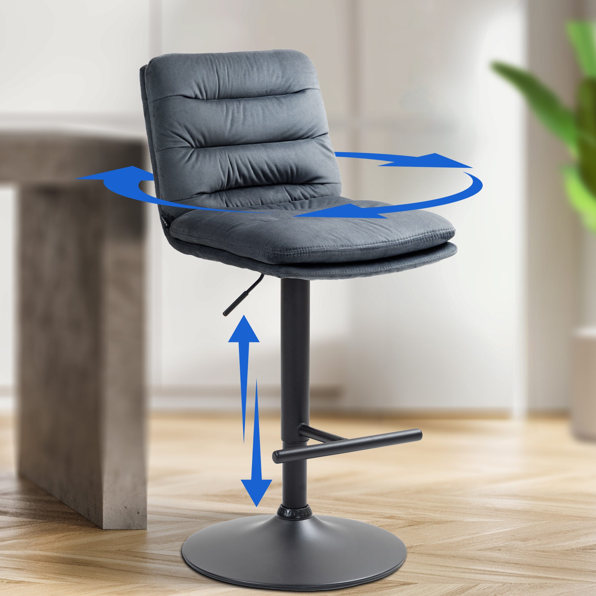 Tabouret de bar Damar velours