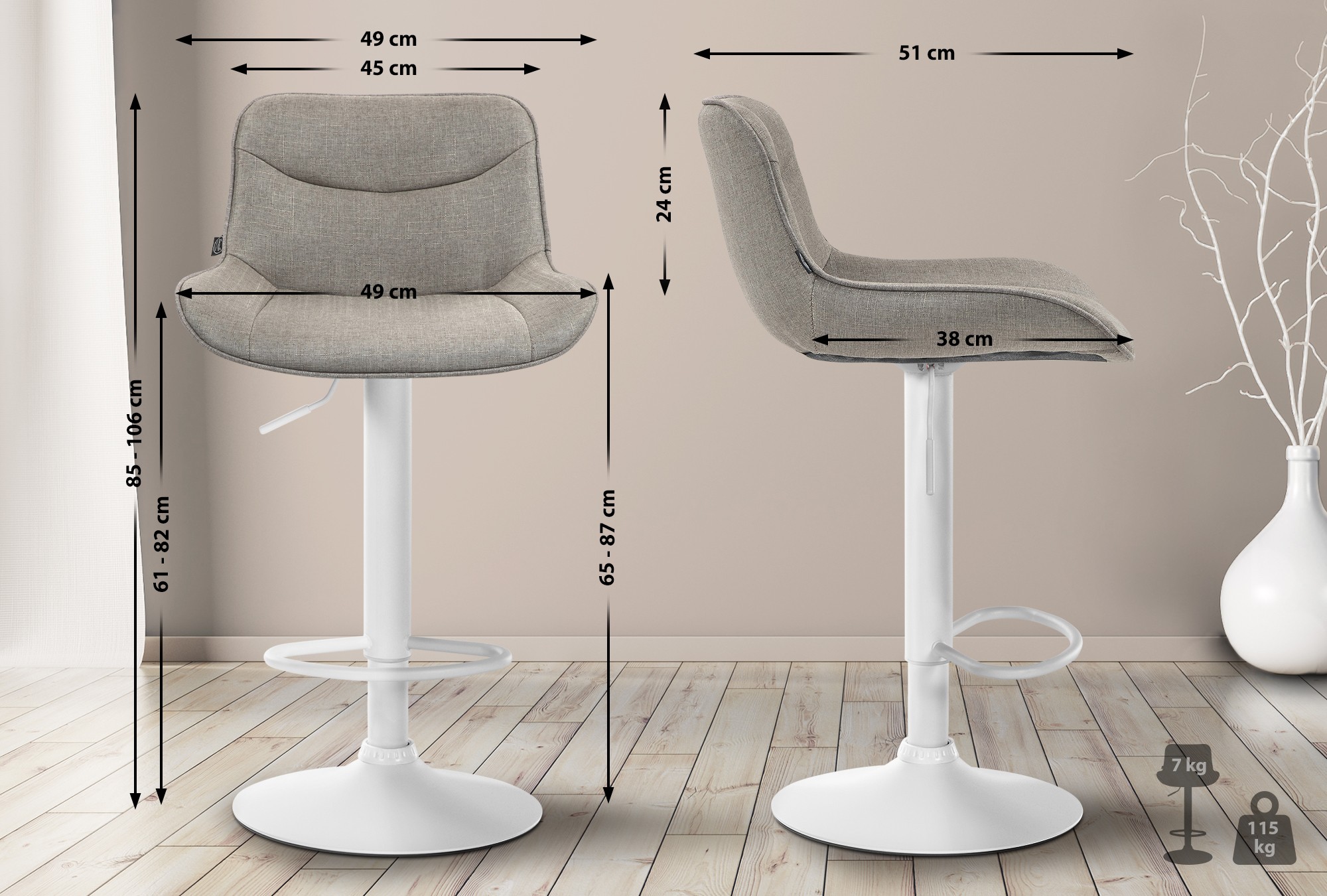 Tabouret de bar Vonore Tissu