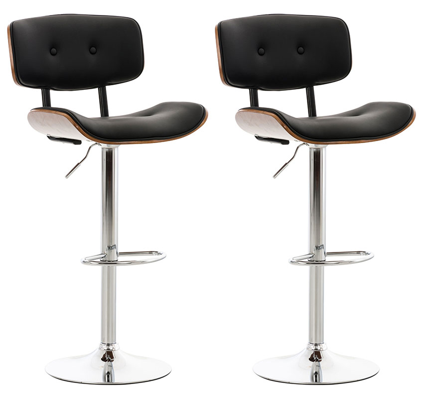 Lot de 2 tabourets de bar Sarnia assise en bois et similicuir