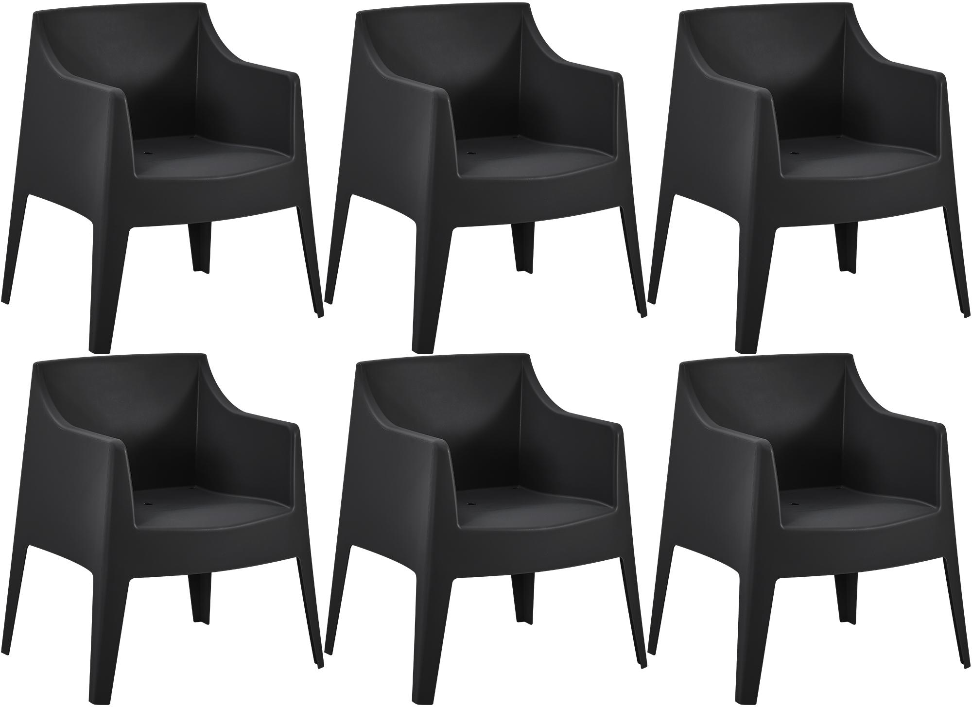 Lot de 6 Chaises de Jardin Bartal Empilables en Polypropylène Résistant aux UV et Intempéries - Fauteuils d'Extérieur Design