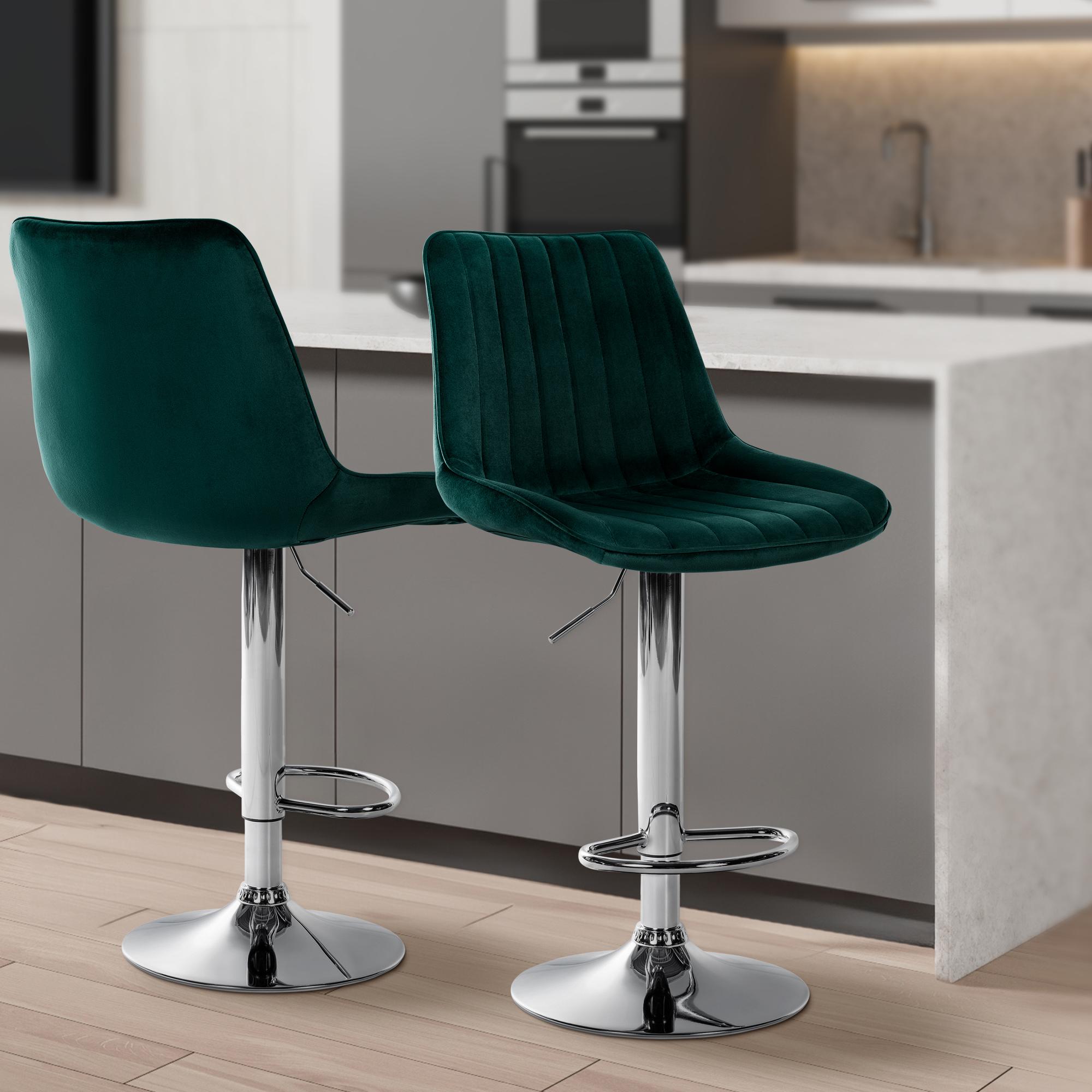 Lot de 2 tabourets de bar Toni velours