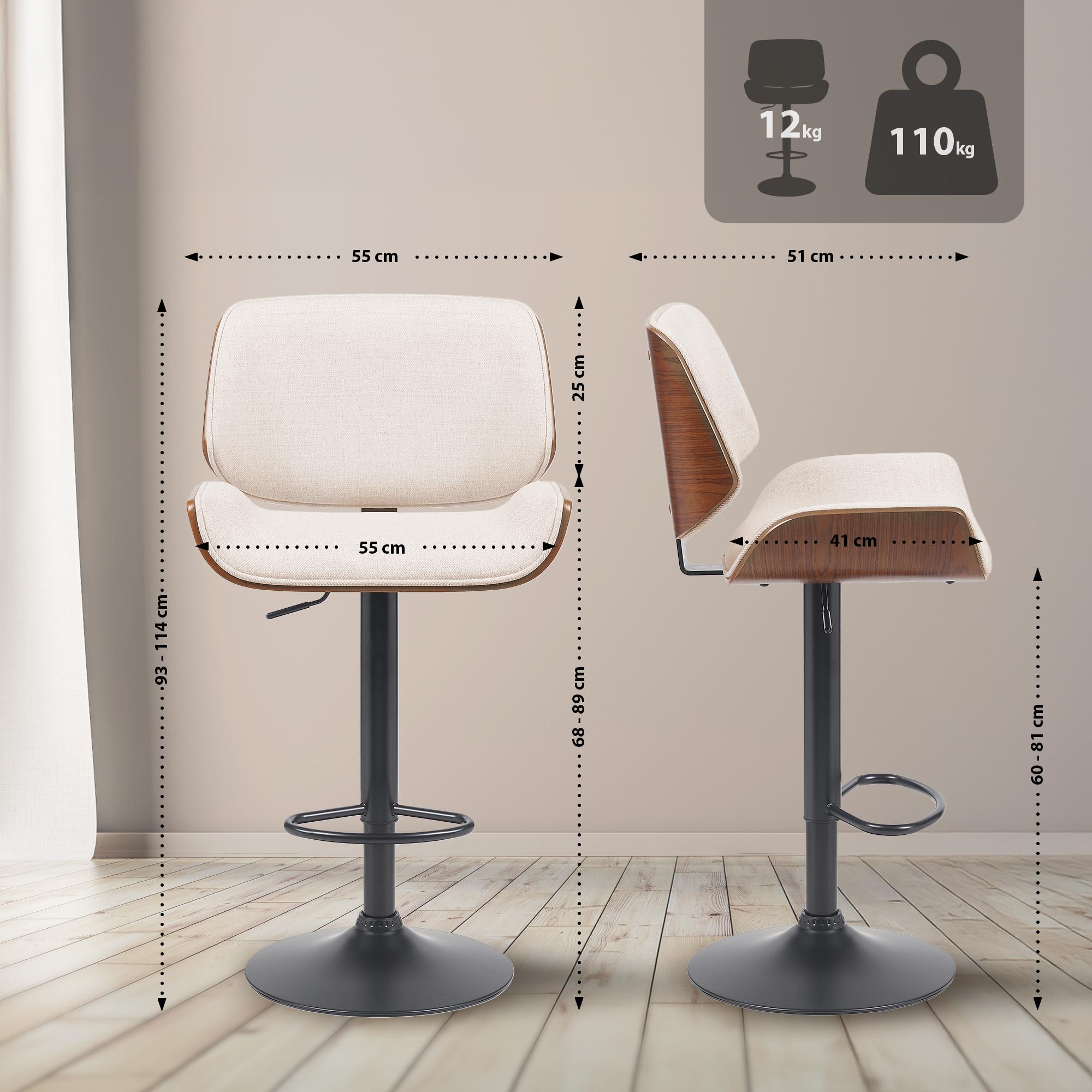 Tabouret de bar Beverley Tissu