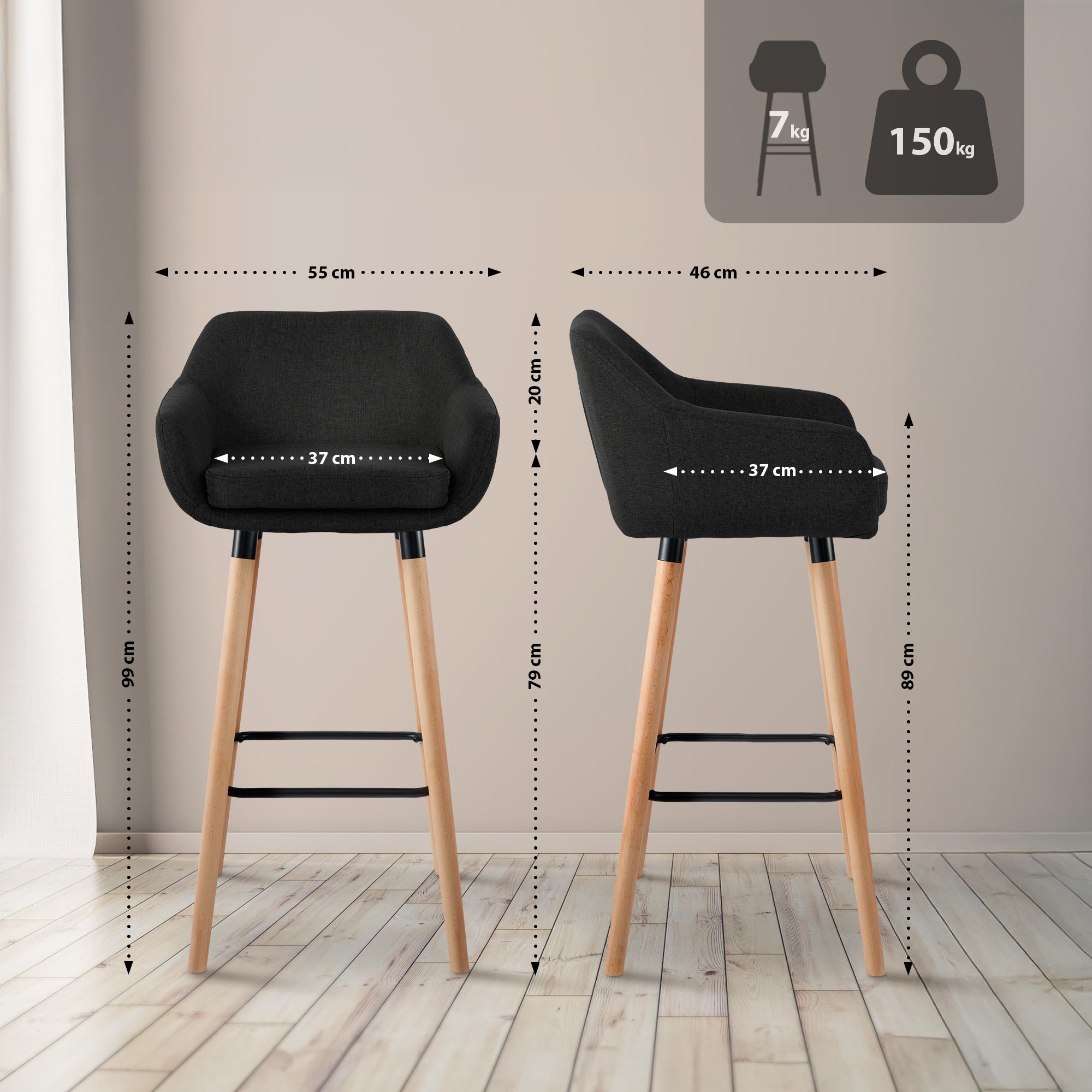 Lot de 2 tabourets de bar Grant en tissu