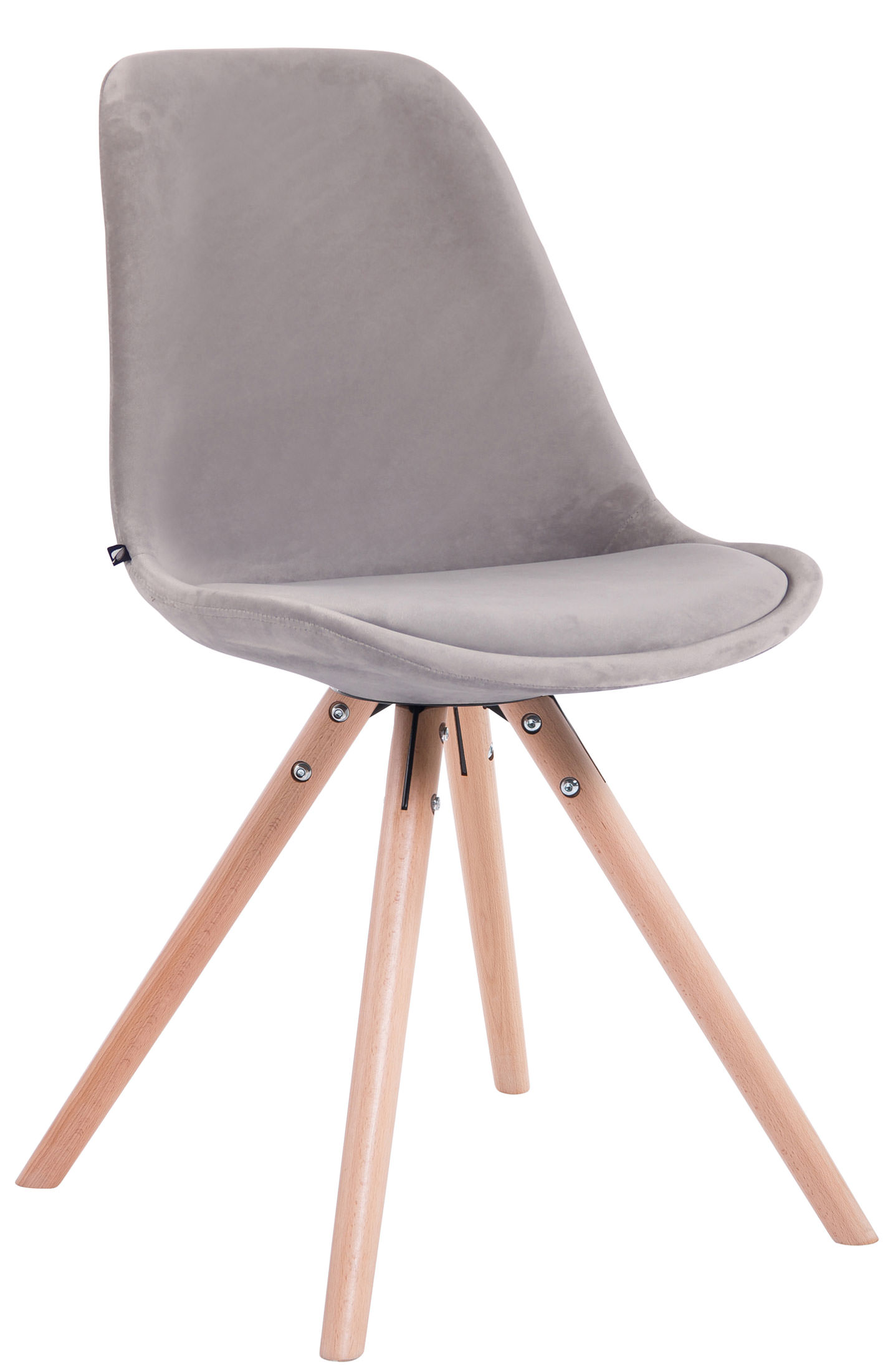 Lot de 4 Chaises de salle à manger Toulouse Velours Pieds ronds bois