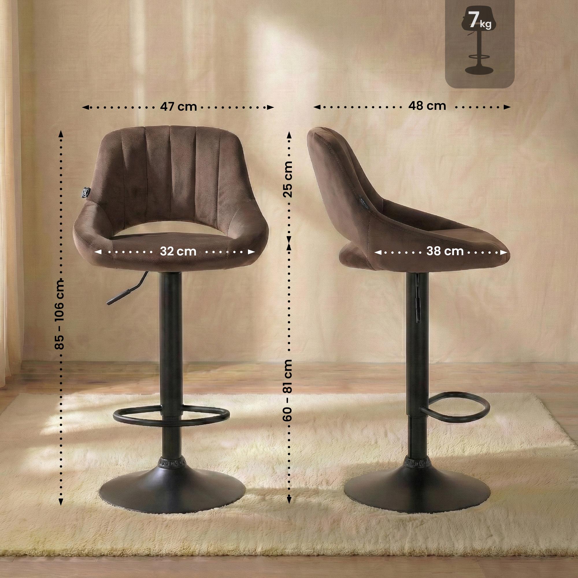 Lot de 2 tabourets de bar Milet en velours