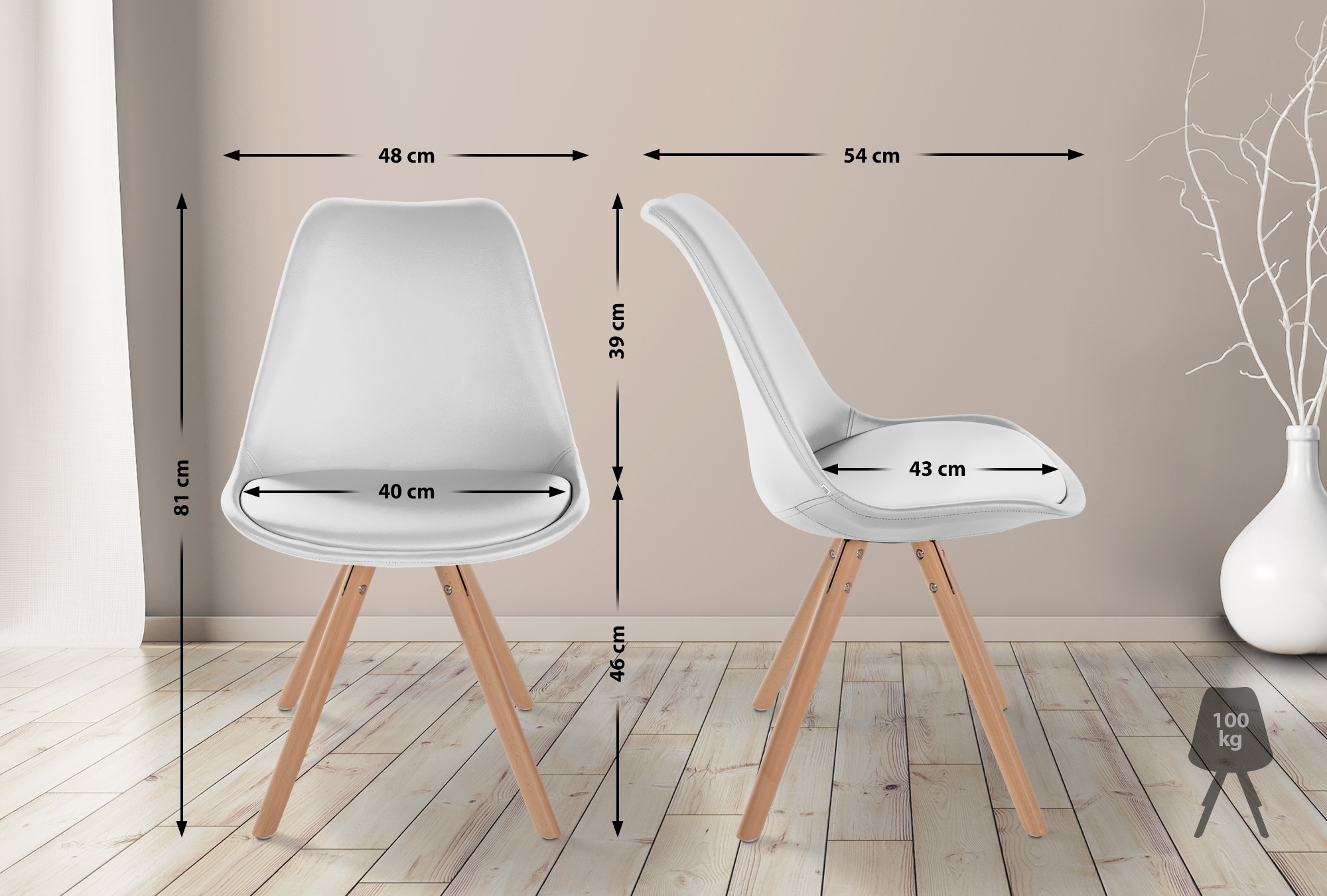 Chaise de salle à manger Sofia en Similicuir avec Pieds en bois