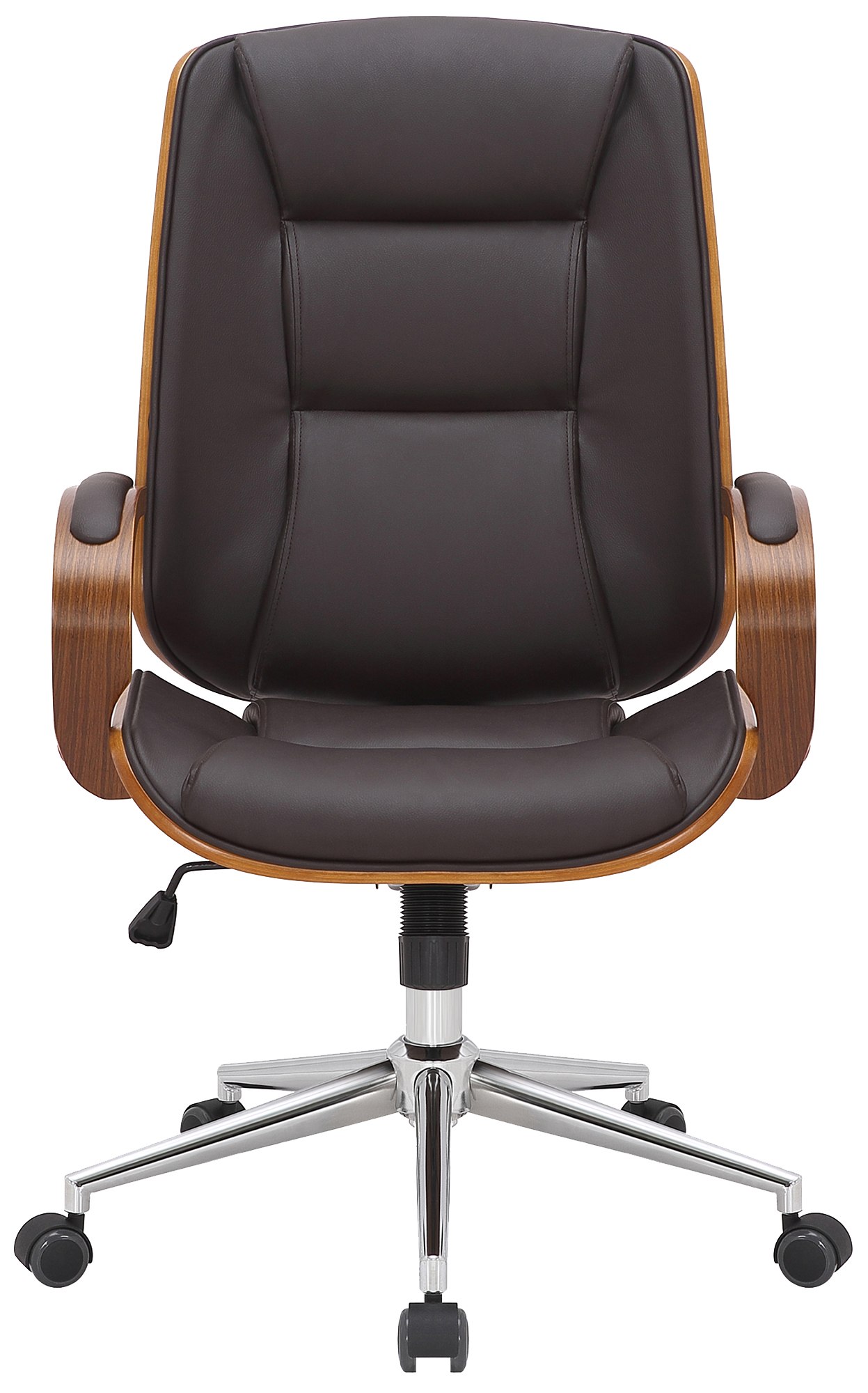 Fauteuil de bureau Yankton en similicuir avec coque de siège en bois