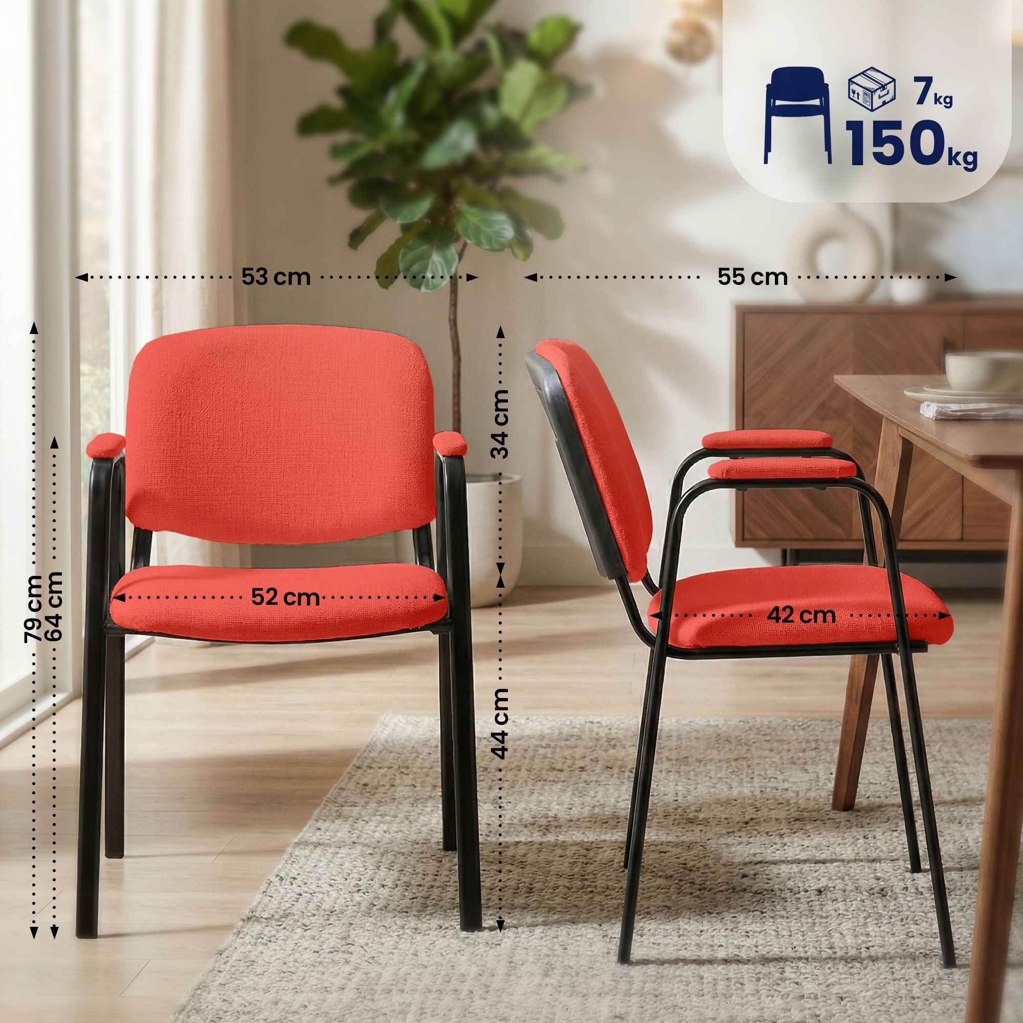 Lot de 4 Chaises Empilables Ken Pro en Tissu