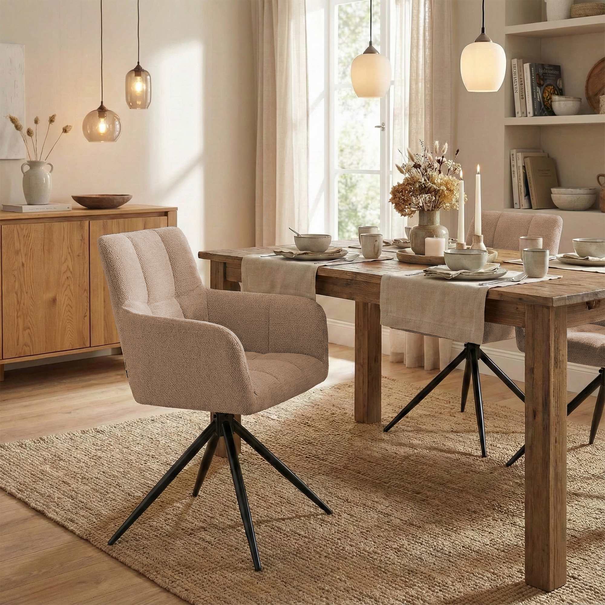 Lot de 2 chaises de salle à manger Jonah en tissu