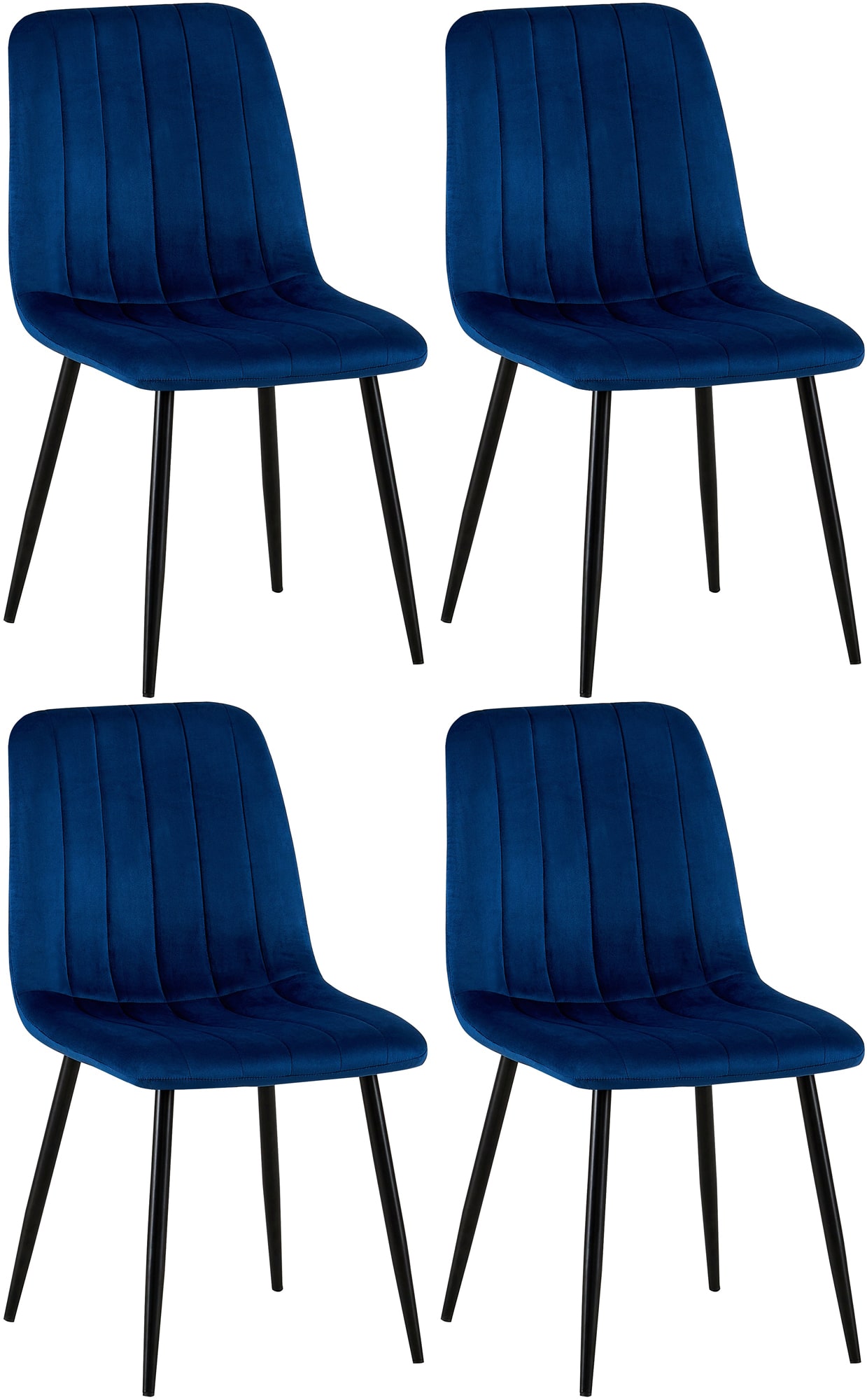 Lot de 4 Chaises de salle à manger Dijon avec Piètement en métal noir