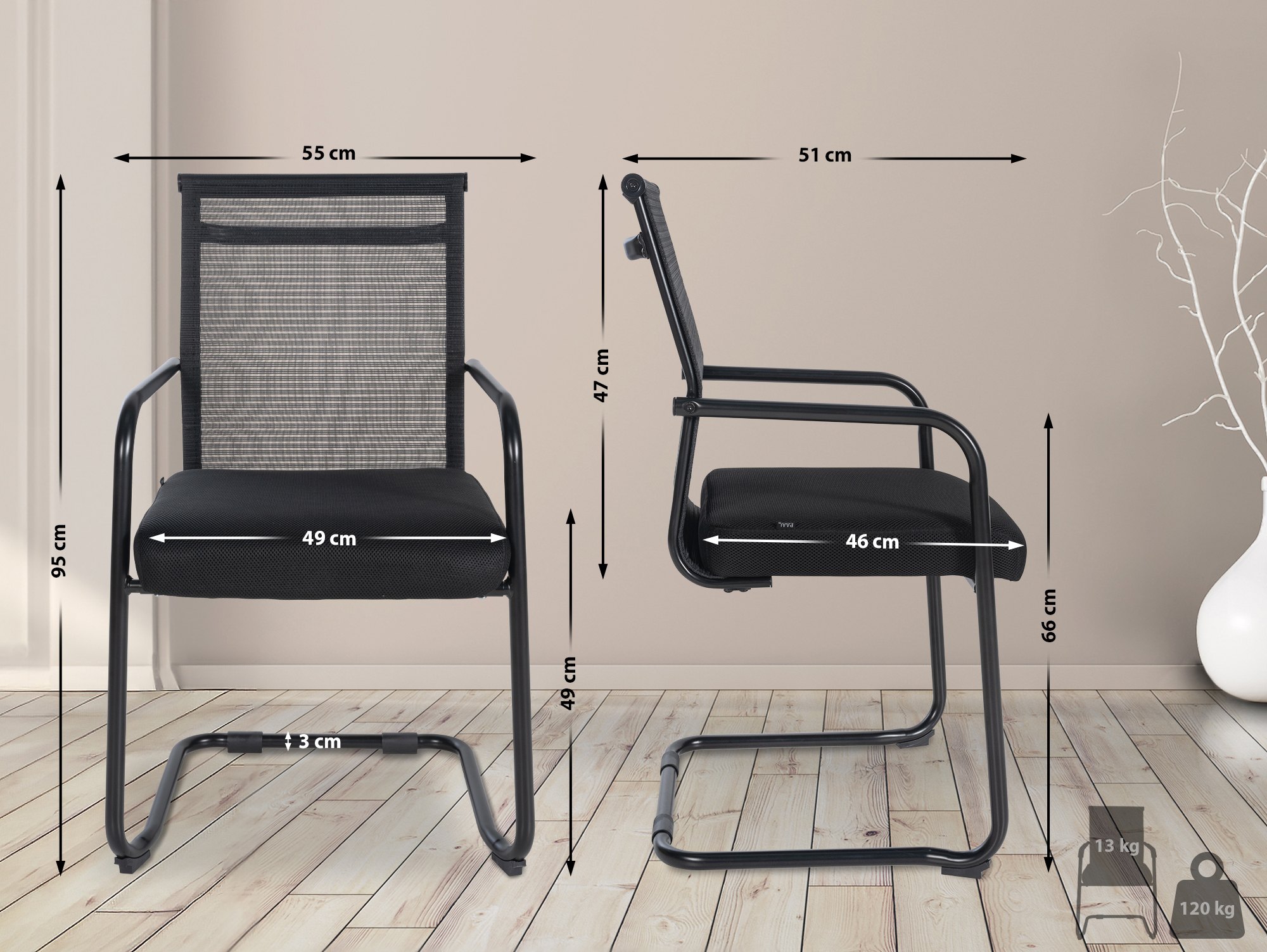 Chaise visiteur Denny Tissu