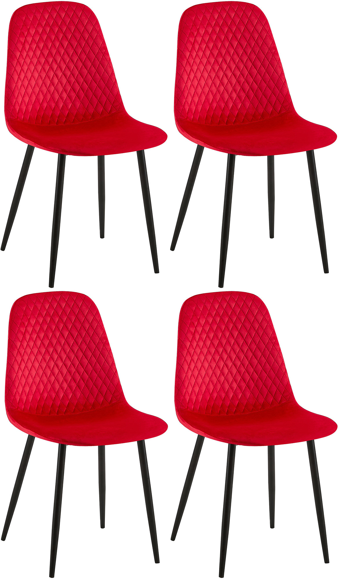Lot de 4 Chaises de salle à manger Giverny avec Piètement en métal noir