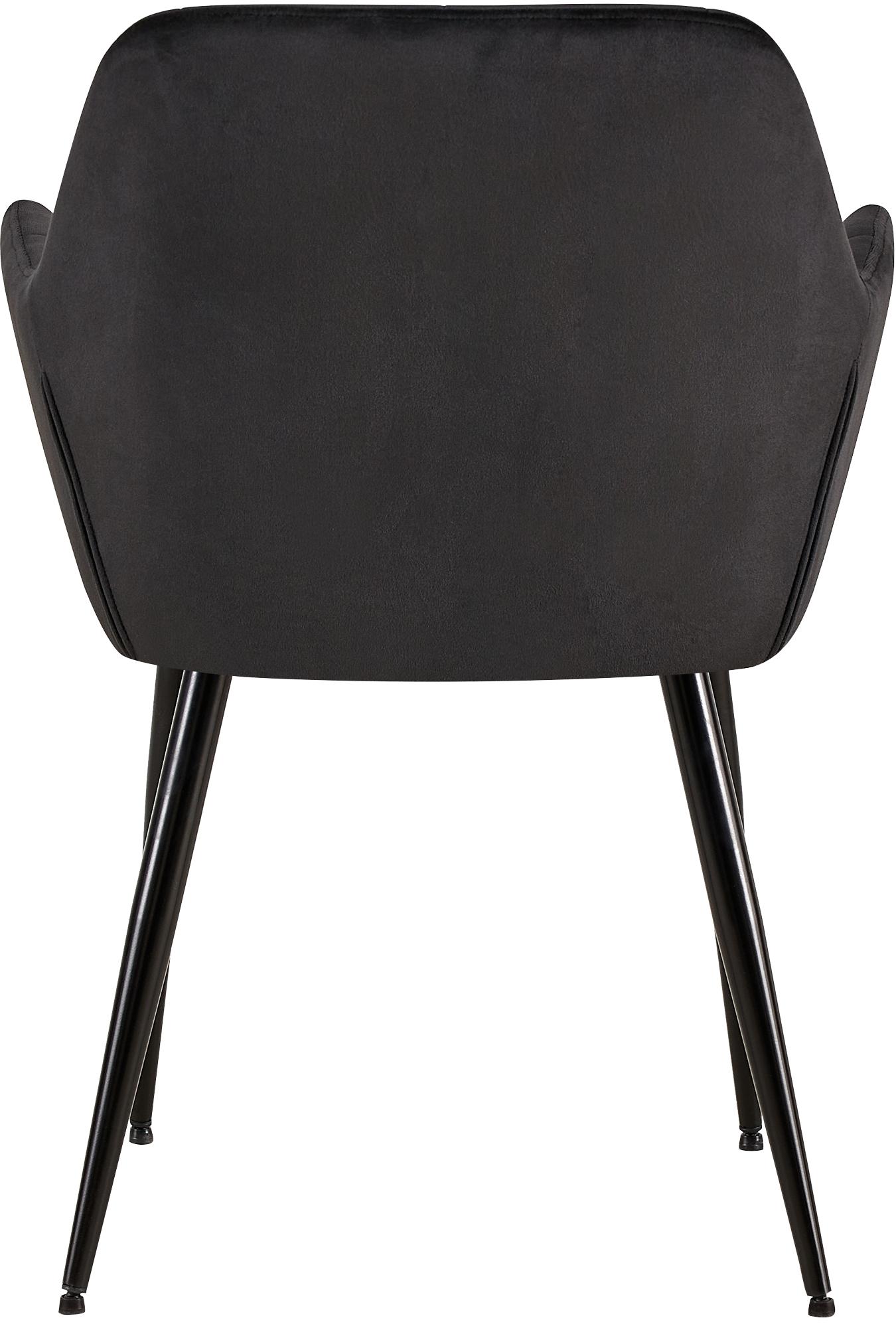 Lot de 4 Chaises de salle à manger Emia en Velours avec Piètement en Métal noir