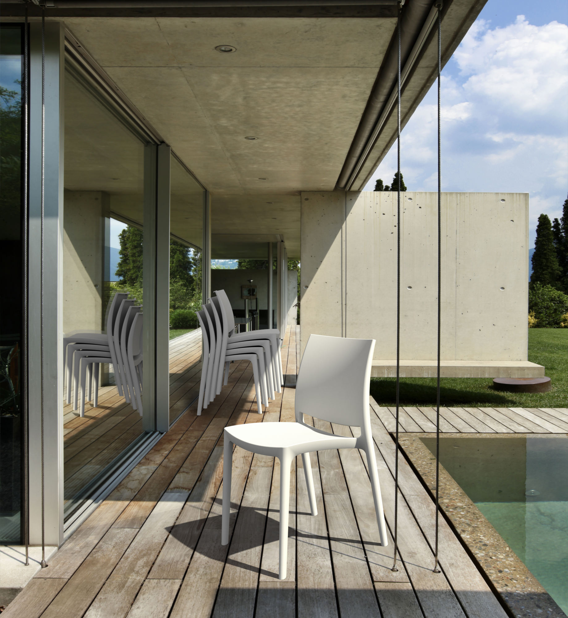 Lot de 2 chaises de jardin empilables Maya en plastique