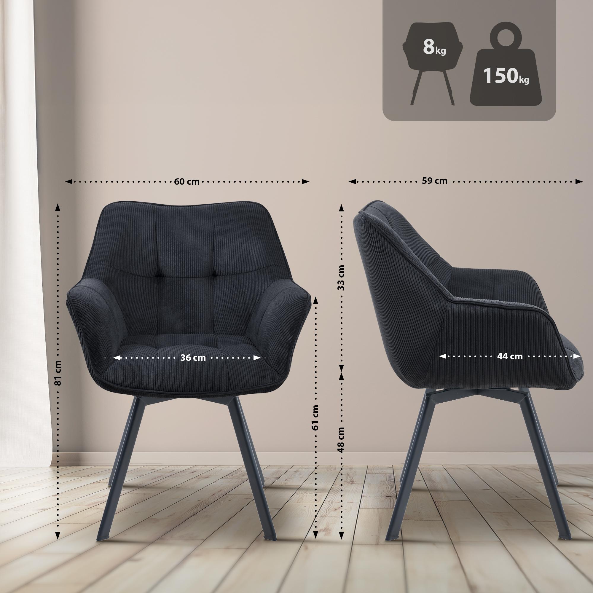 Chaise de salle à manger Jordi Cord