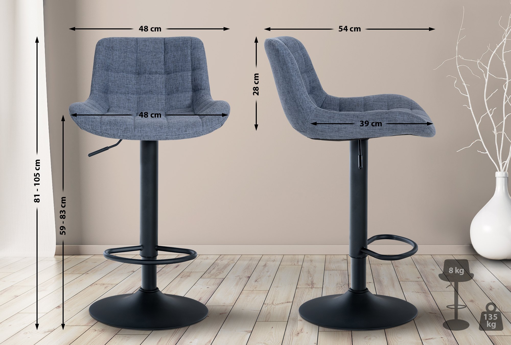 Lot de 2 tabourets de bar Tover