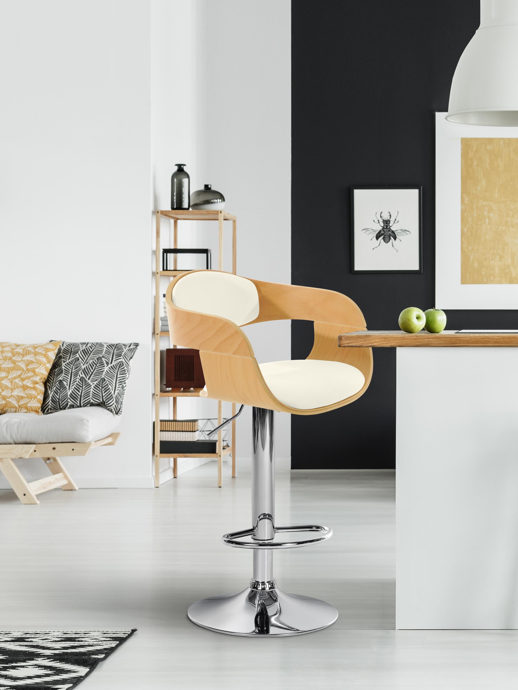 Tabouret de bar Kingston avec Coque en bois Assise en similicuir