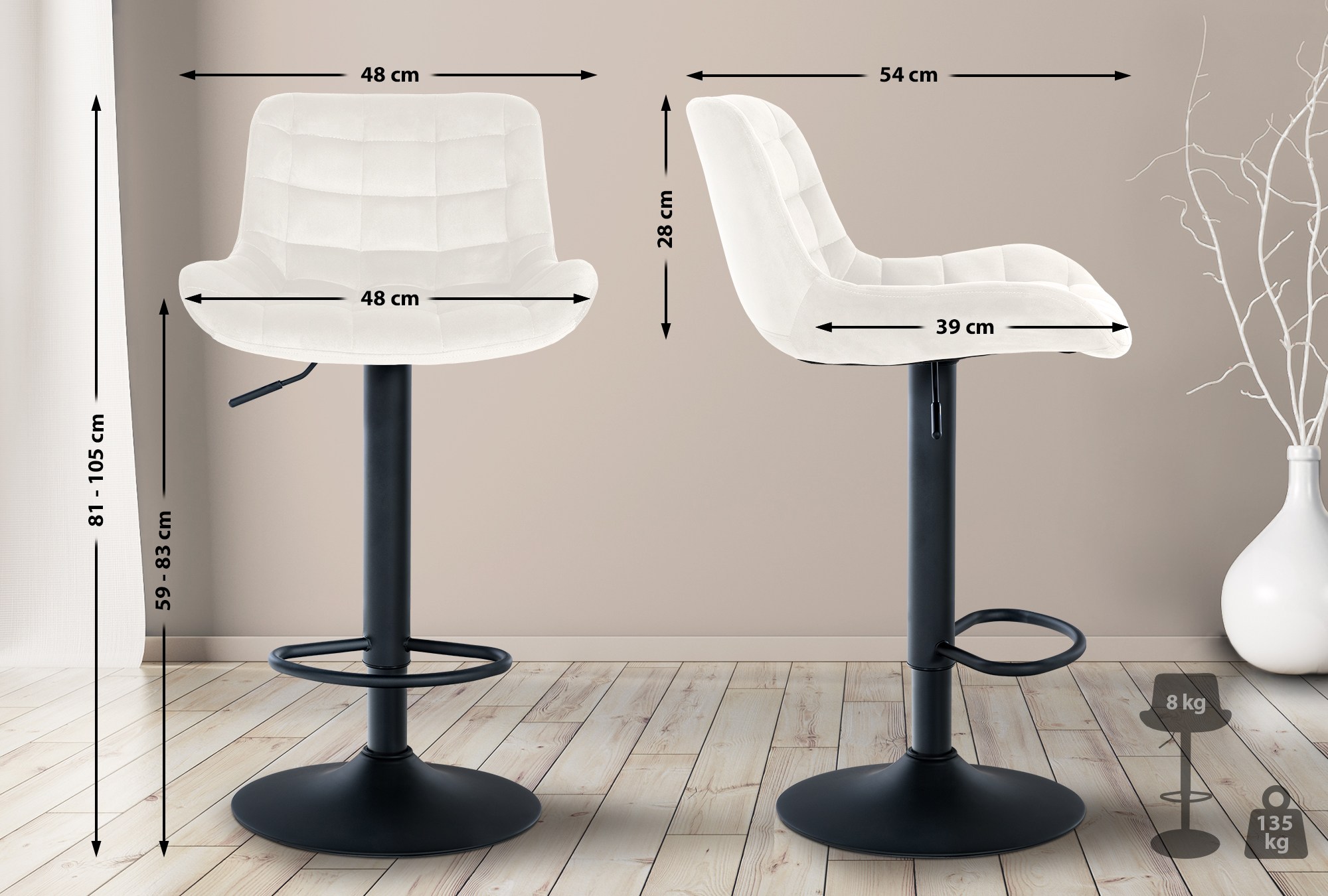 Lot de 2 tabourets de bar Tover