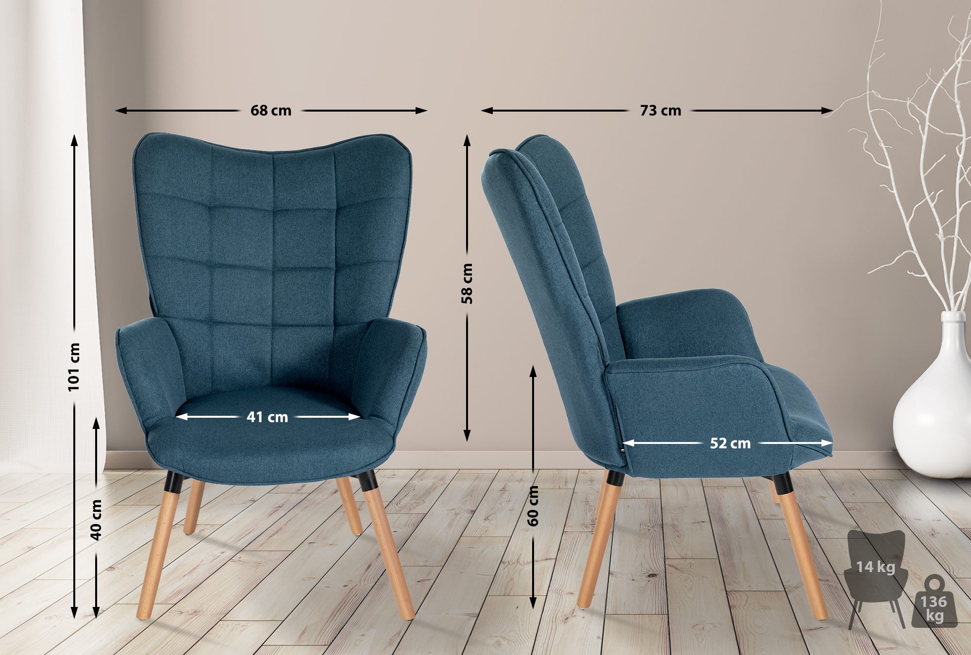 Fauteuil Garding Tissu