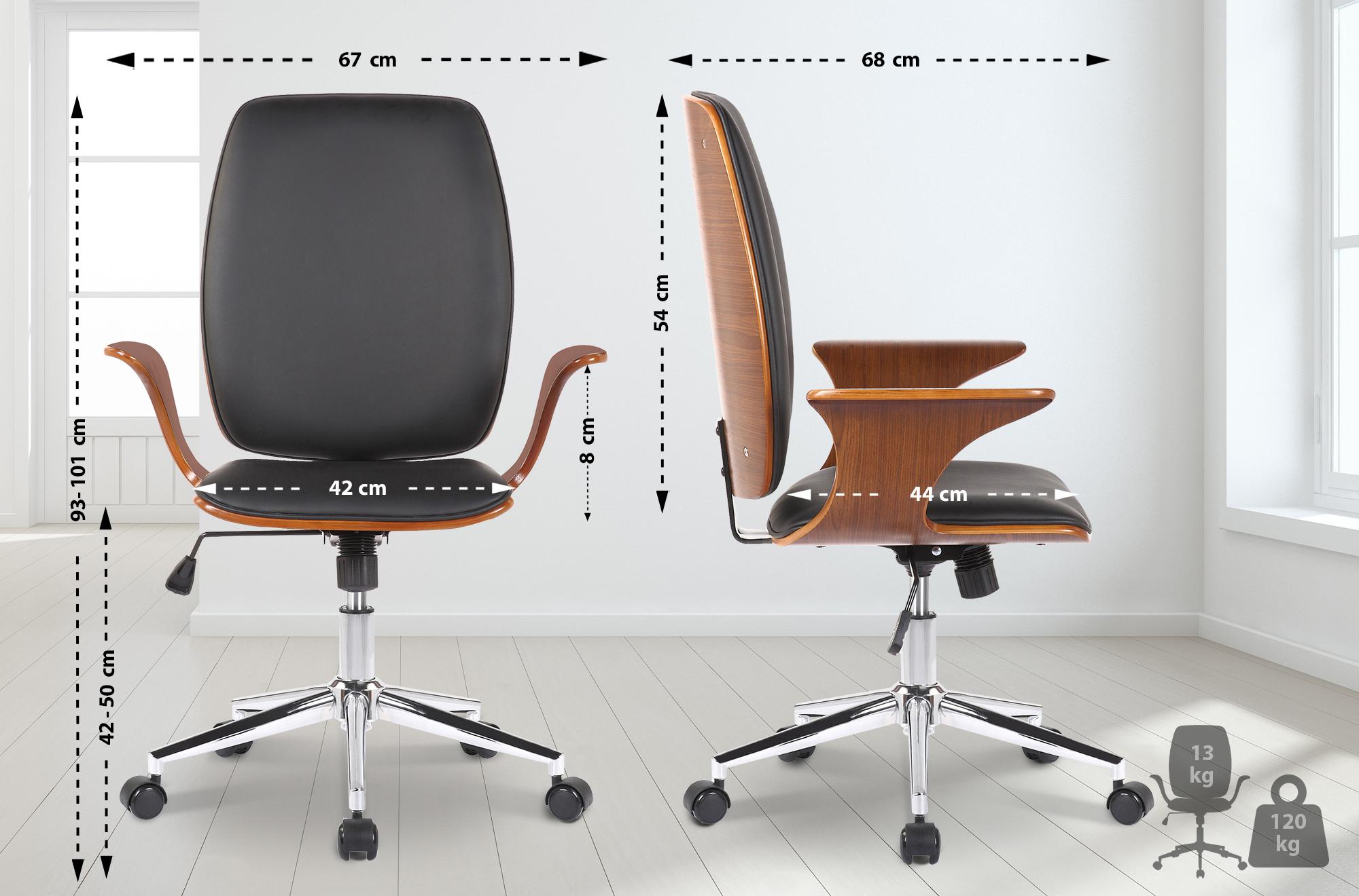 Fauteuil de bureau Burbank avec coque d'assise en bois