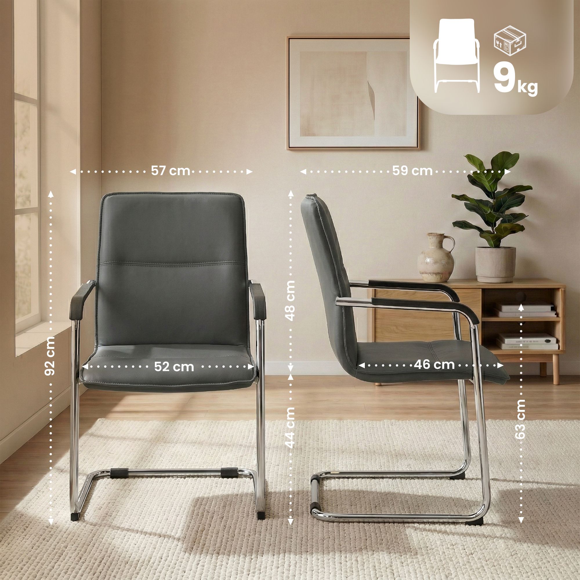 Chaise cantilever Seattle en similicuir