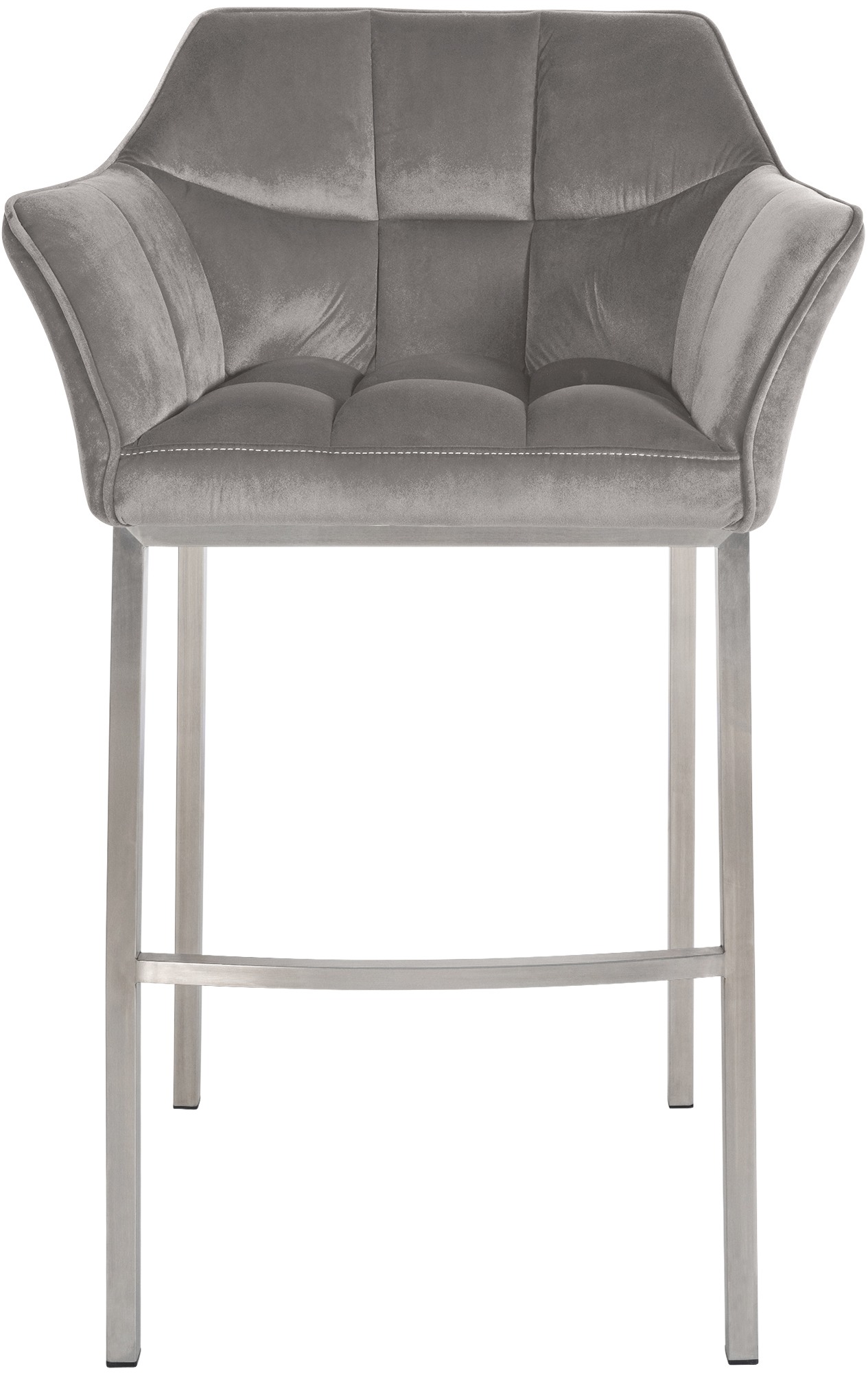 Lot de 2 tabourets de bar Damaso en velours avec piètement à quatre pieds