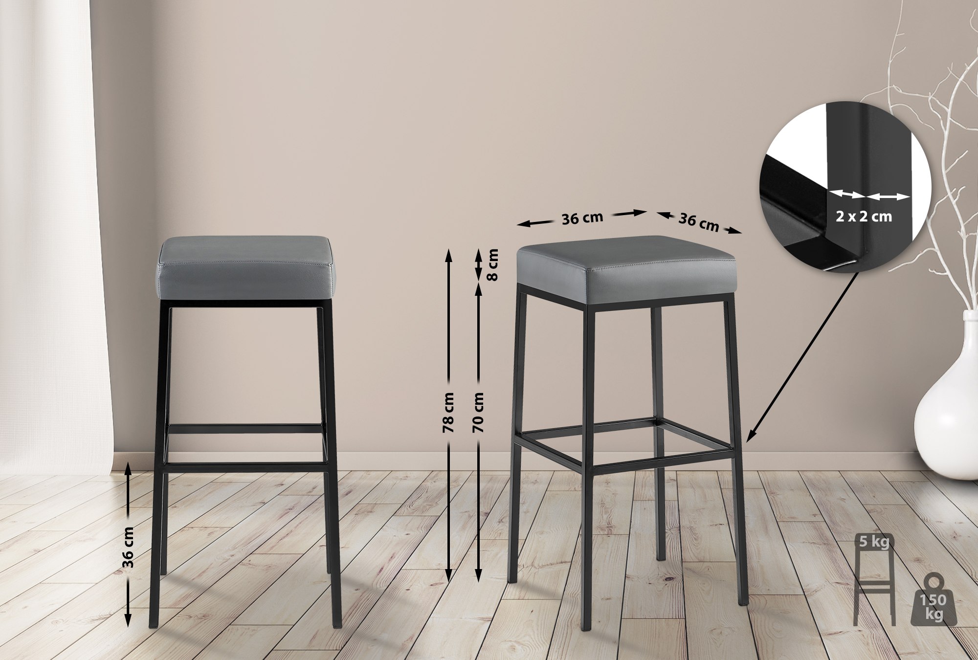 Tabouret de bar Montreal revêtement similicuir