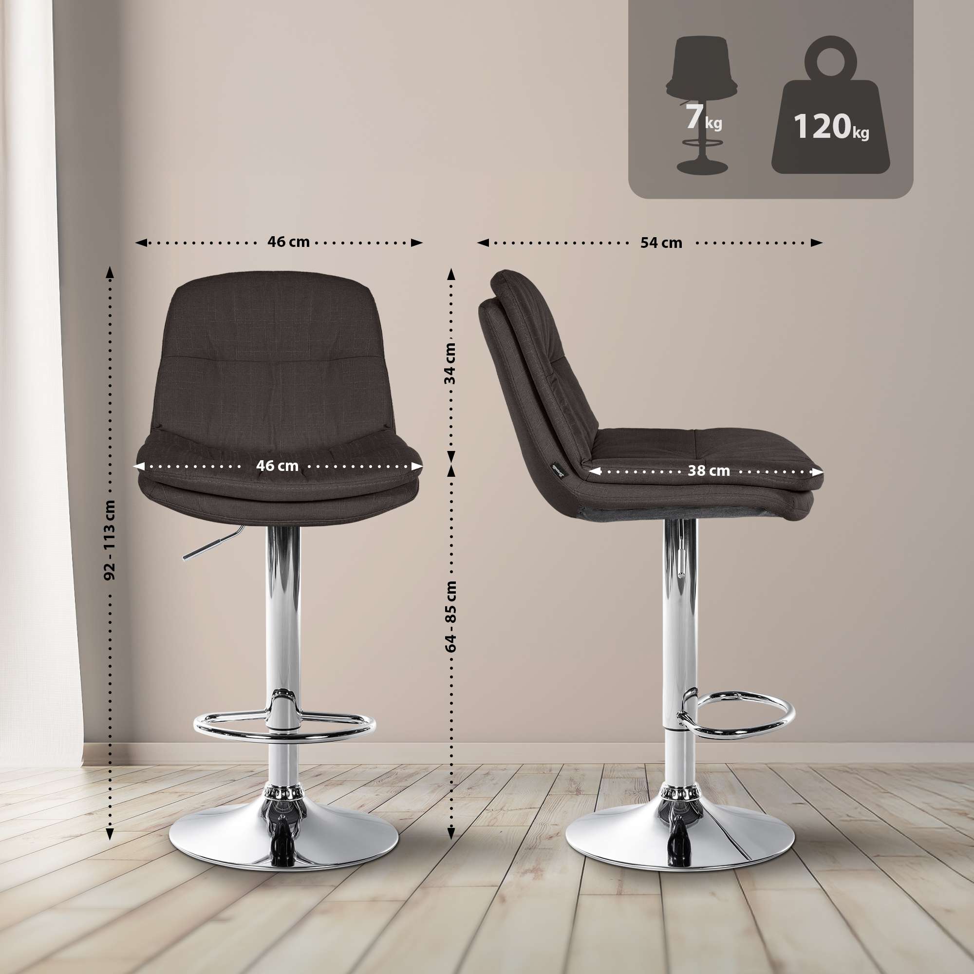 Tabouret de bar Laurel Tissu